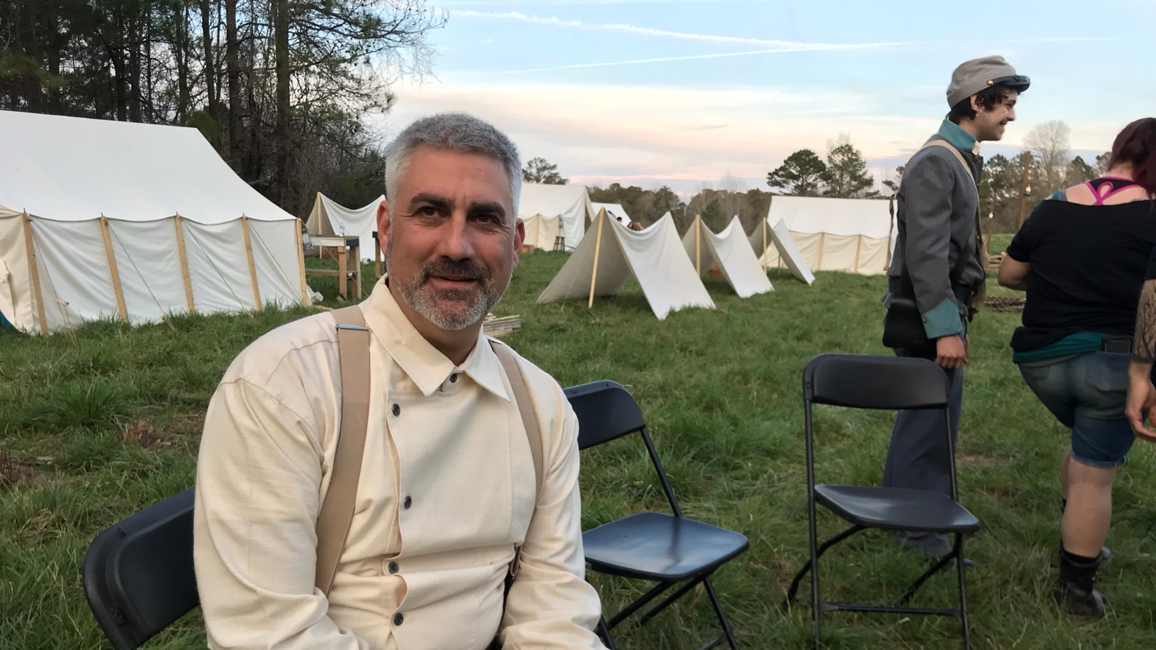 Taylor Hicks plays Charlie Anderson in "Shenandoah" at Serenbe Playhouse, which will run March 13 to April 7, 2019. Here he is before the dress rehearsal on March 12, 2019. CREDIT: Rodney Ho/rho@ajc.com