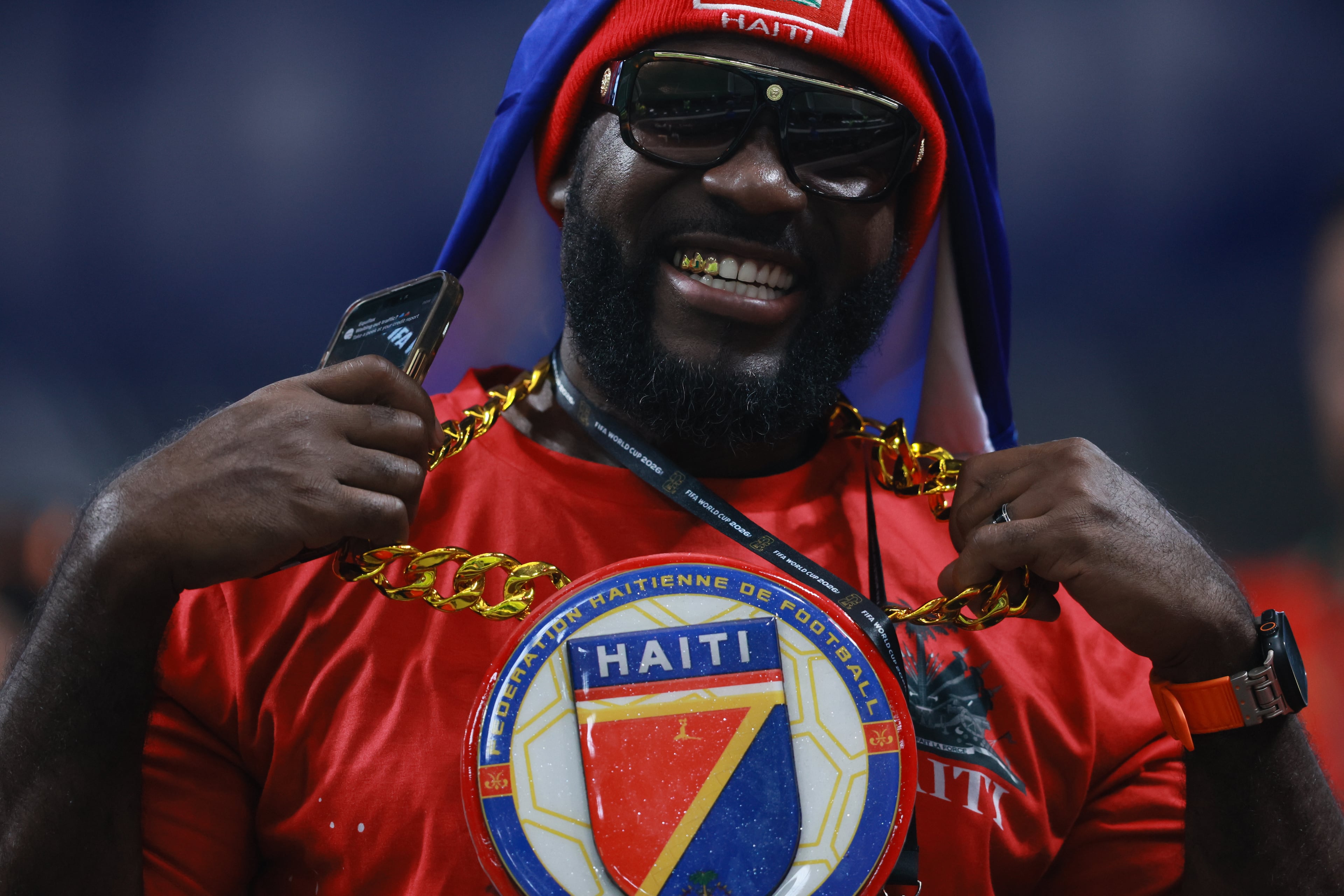 Haiti fan before the start of the Morocco vs. Haiti Group C FIFA World Cup match at Atlanta Stadium (Mercedes-Benz Stadium) on Wednesday, June 24, 2026. (Jason Getz/AJC)