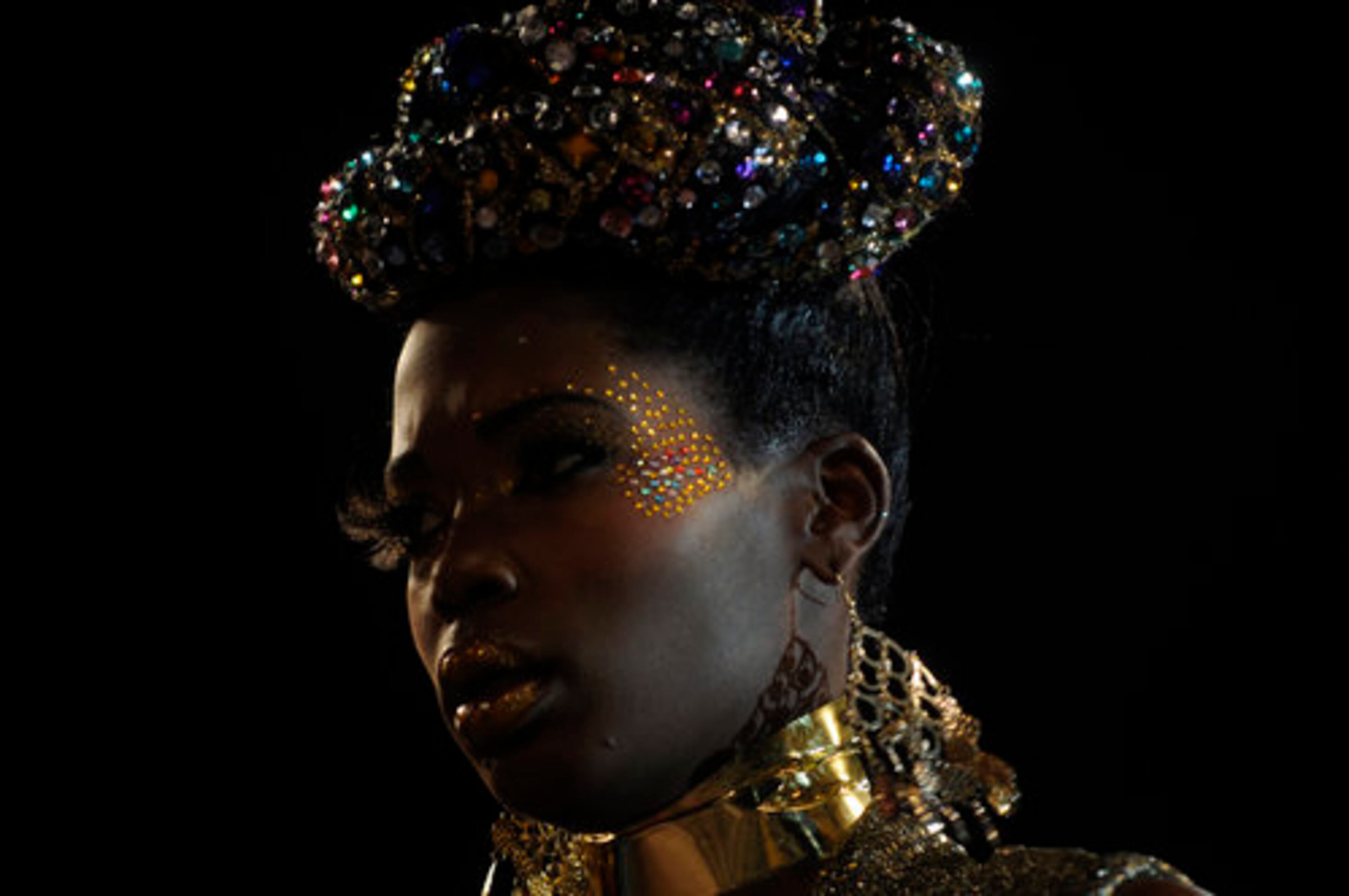 A model styled by Kevin Kirk shows off her look.