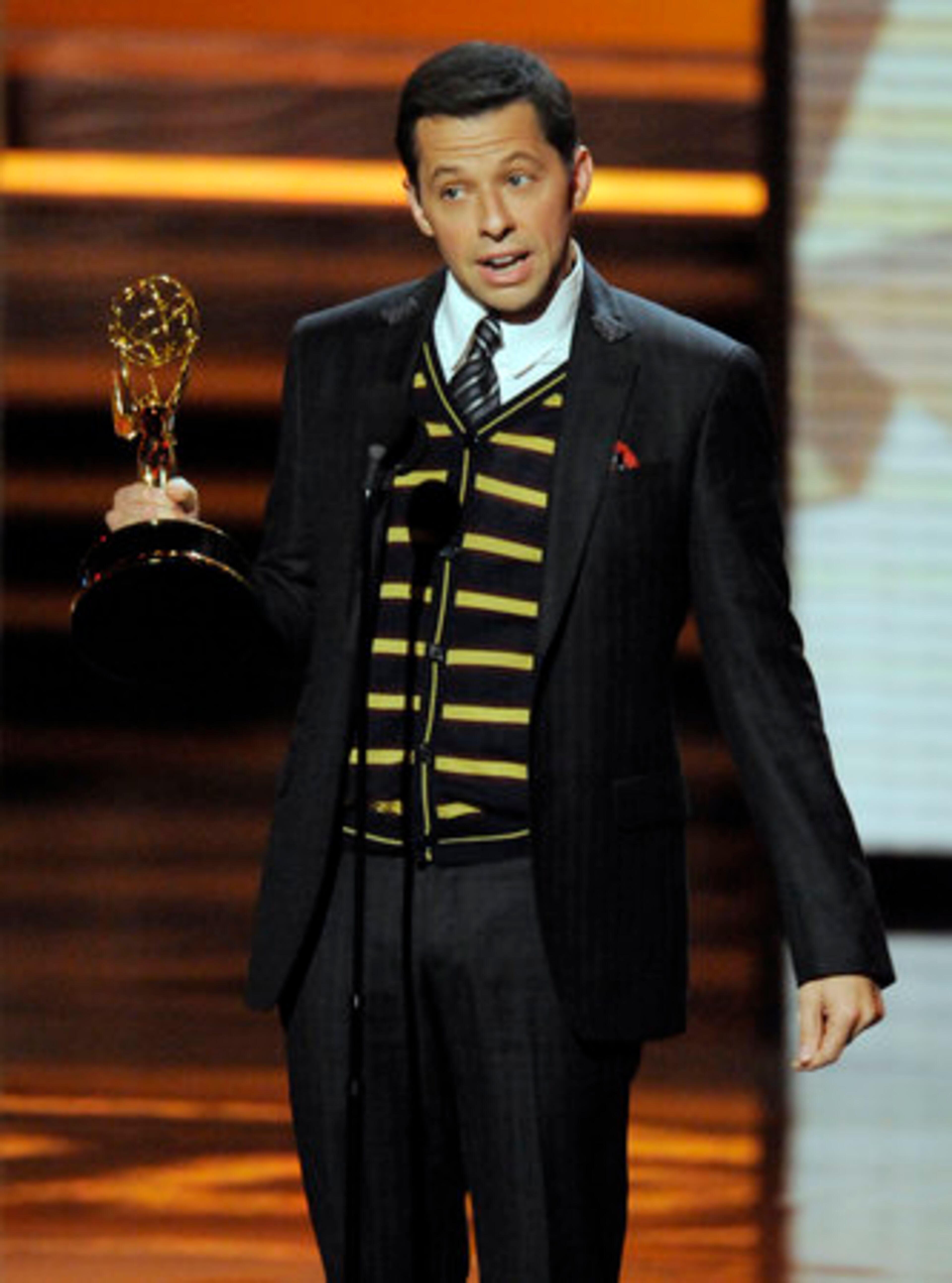 "Two And A Half Men" star Jon Cryer accepts the award for best supporting actor in a comedy series.