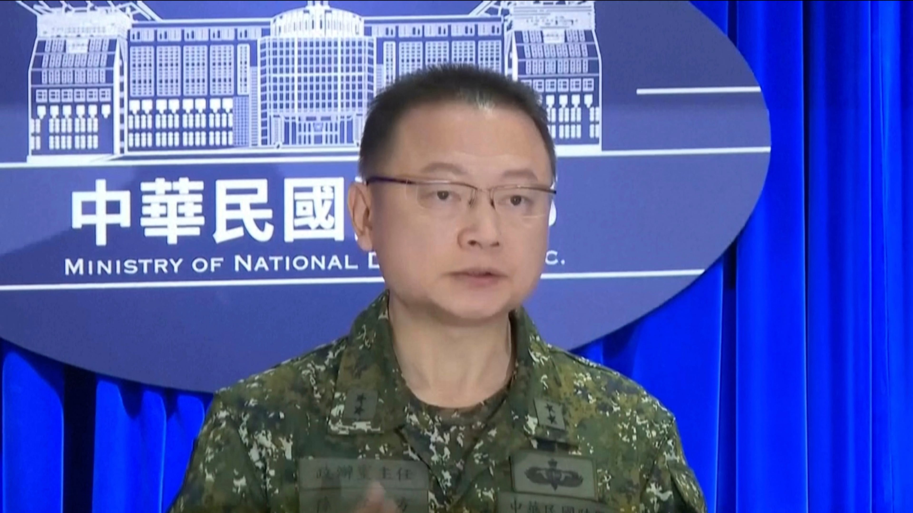 In this image taken from a video, Sun Li-fang, Taiwan Defense Ministry spokesperson, speaks about China's latest military drills during a press conference in Taipei, Taiwan, on Monday, Dec. 29, 2025. (Wu Taijing/AP)