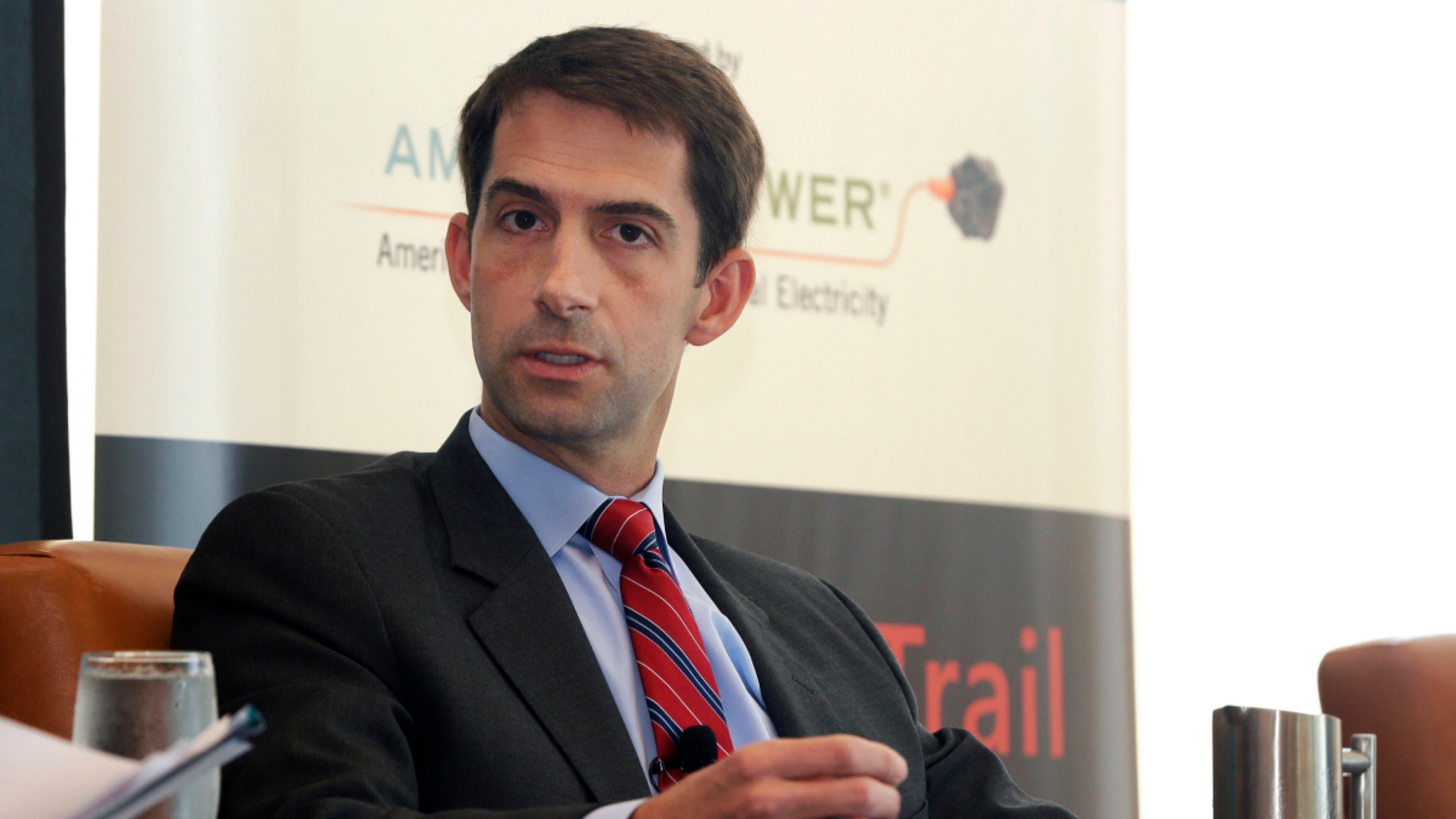 U.S. Rep. Tom Cotton, R-Ark., is interviewed at a Real Clear Politics event in Little Rock, Ark., Thursday, Sept. 25, 2014. (AP Photo/Danny Johnston) ORG XMIT: ARDJ101 Arkansas legislators are already attempting to rewrite state law to allow U.S. Sen. Tom Cotton to run for both the Senate and the presidency in 2020, when his term expires. (AP)