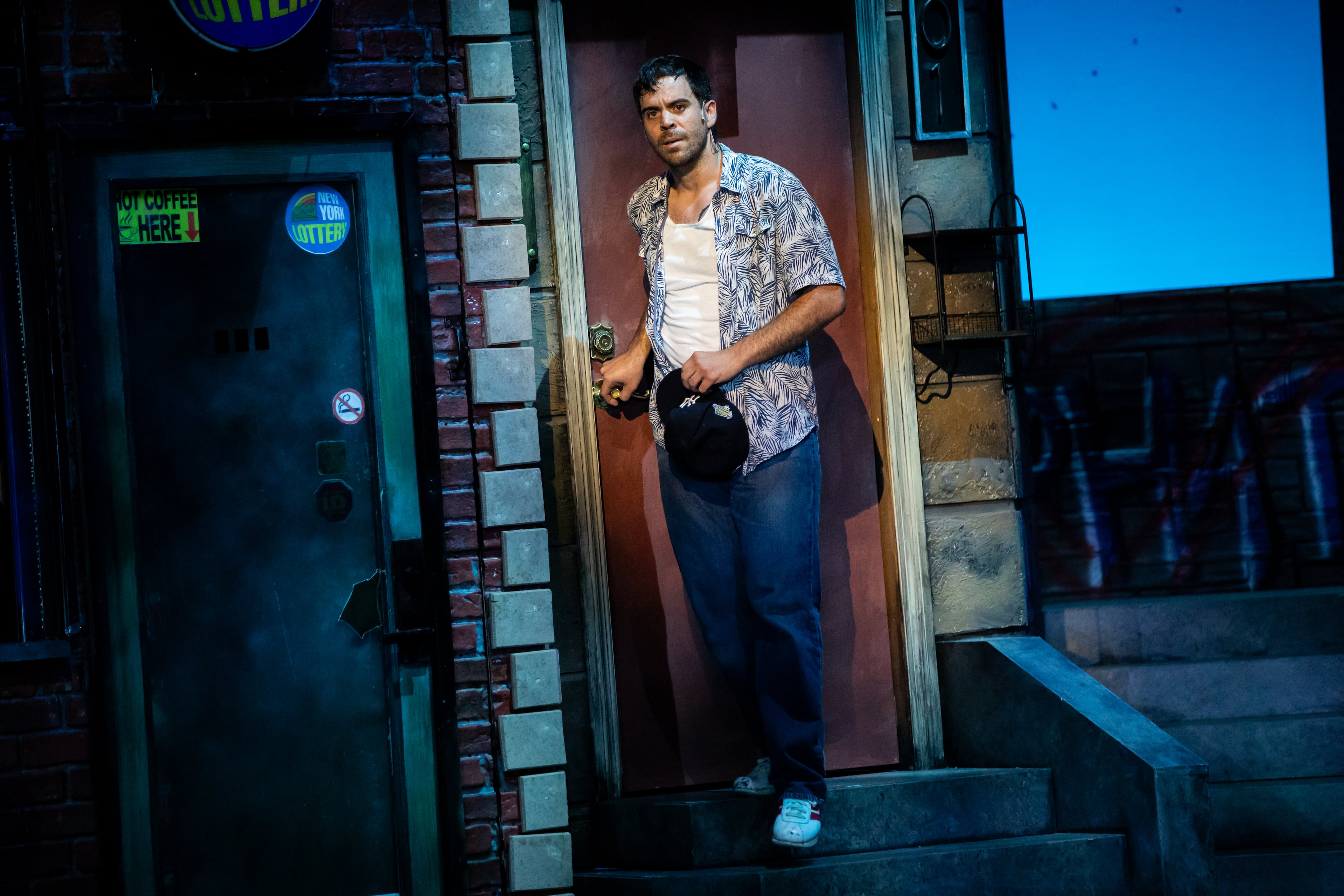 Usnavi (Diego Klock-Peréz) oversees the neighborhood throughout the show. (Casey Gardner Ford/Courtesy of Aurora Theatre)