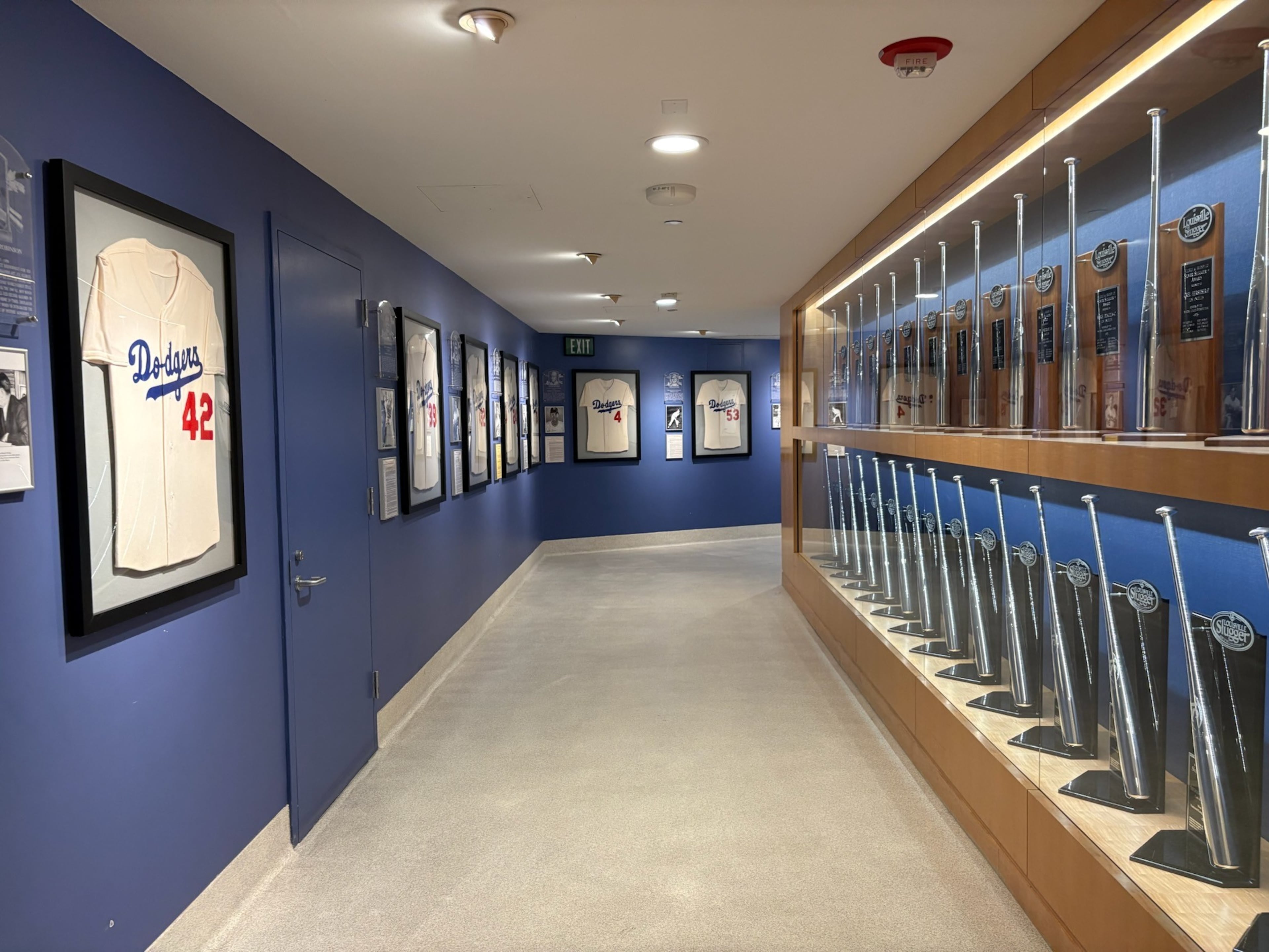 A hallway on the level with the clubhouses in Dodger Stadium. (Ken Sugiura/AJC)