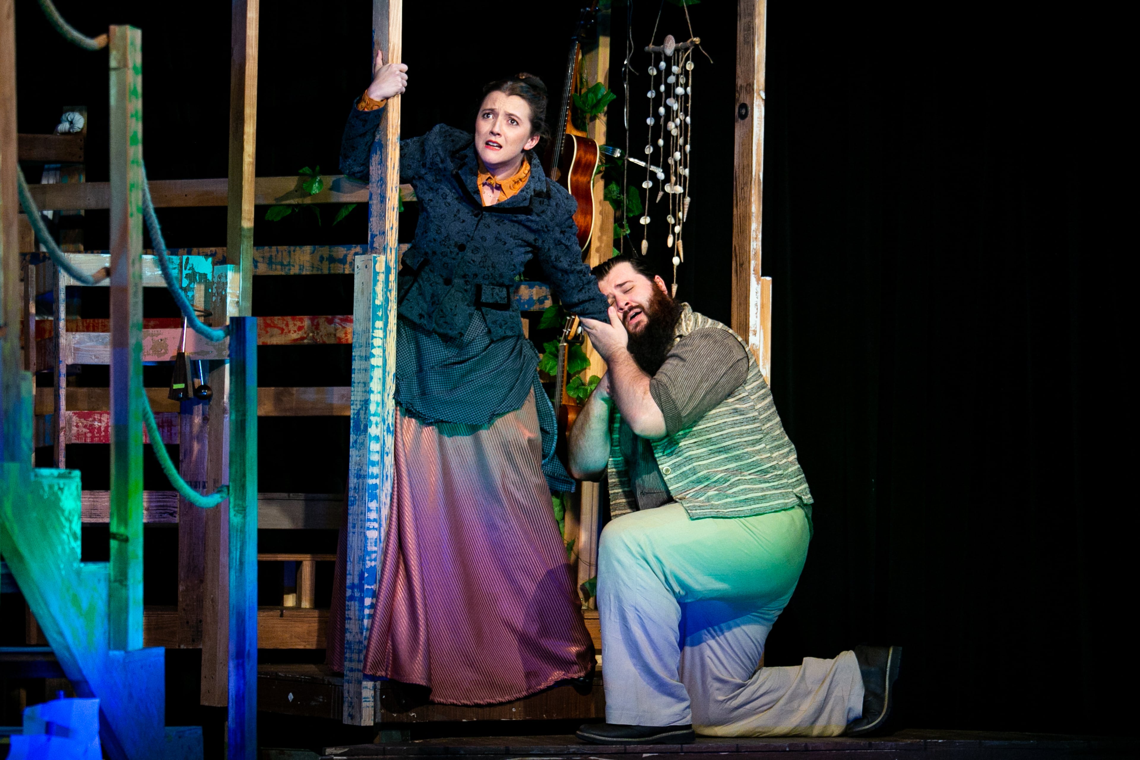 Mrs. Bumbrake (Charis Sellick) is courted by Alf (Brock Kercher) aboard The Neverland ship in “Peter and the Starcatcher.”