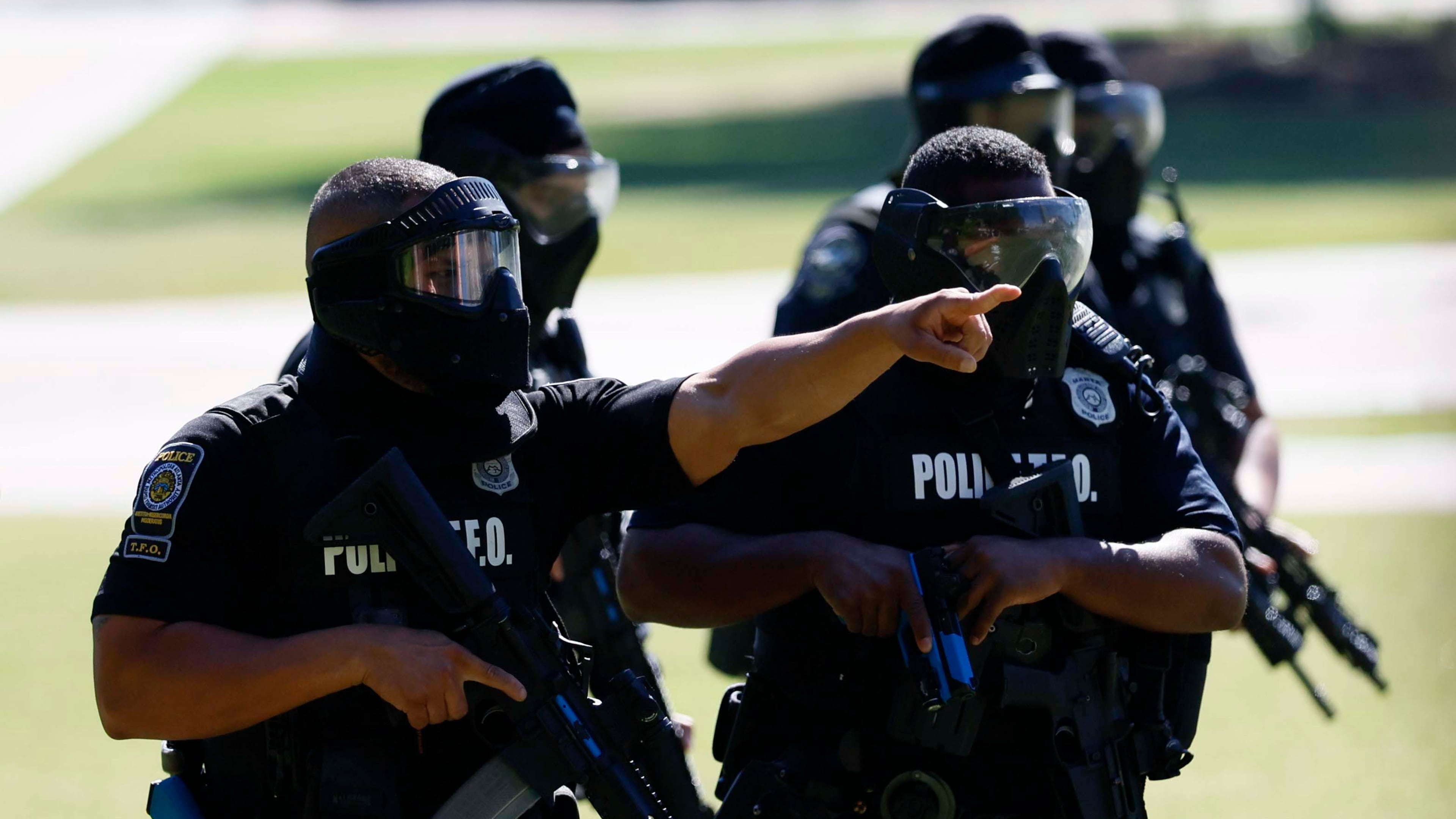 Members of the Atlanta Police Department and local agencies participate in a mass casualty training exercise at Centennial Olympic Park on Monday, May 4, 2026, in preparation for the World Cup. (Miguel Martinez/AJC)