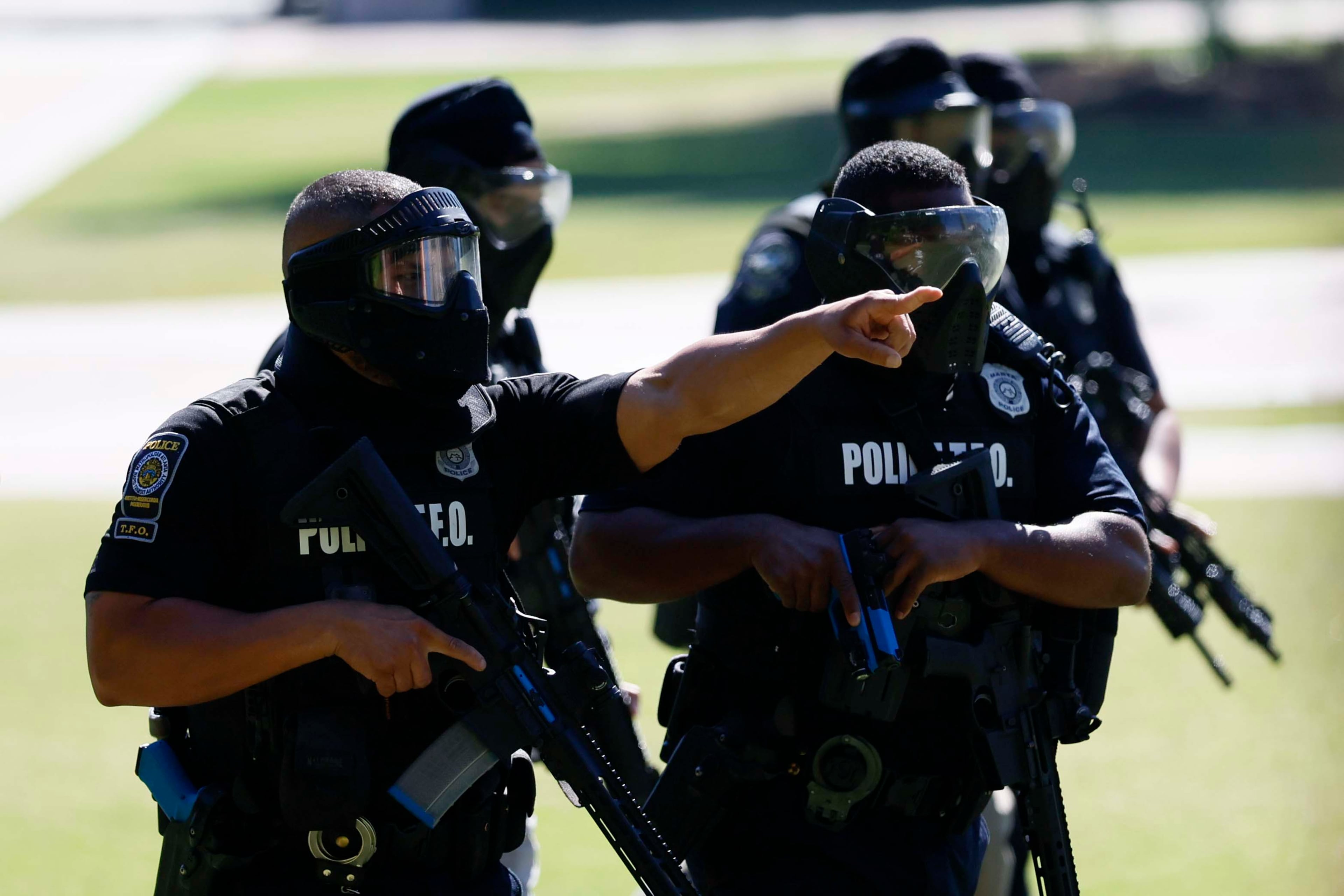 Members of the Atlanta Police Department and local agencies took part in a mass casualty training exercise at Centennial Olympic Park on Monday, May 4, 2026, in preparation for the World Cup. (Miguel Martinez/AJC)