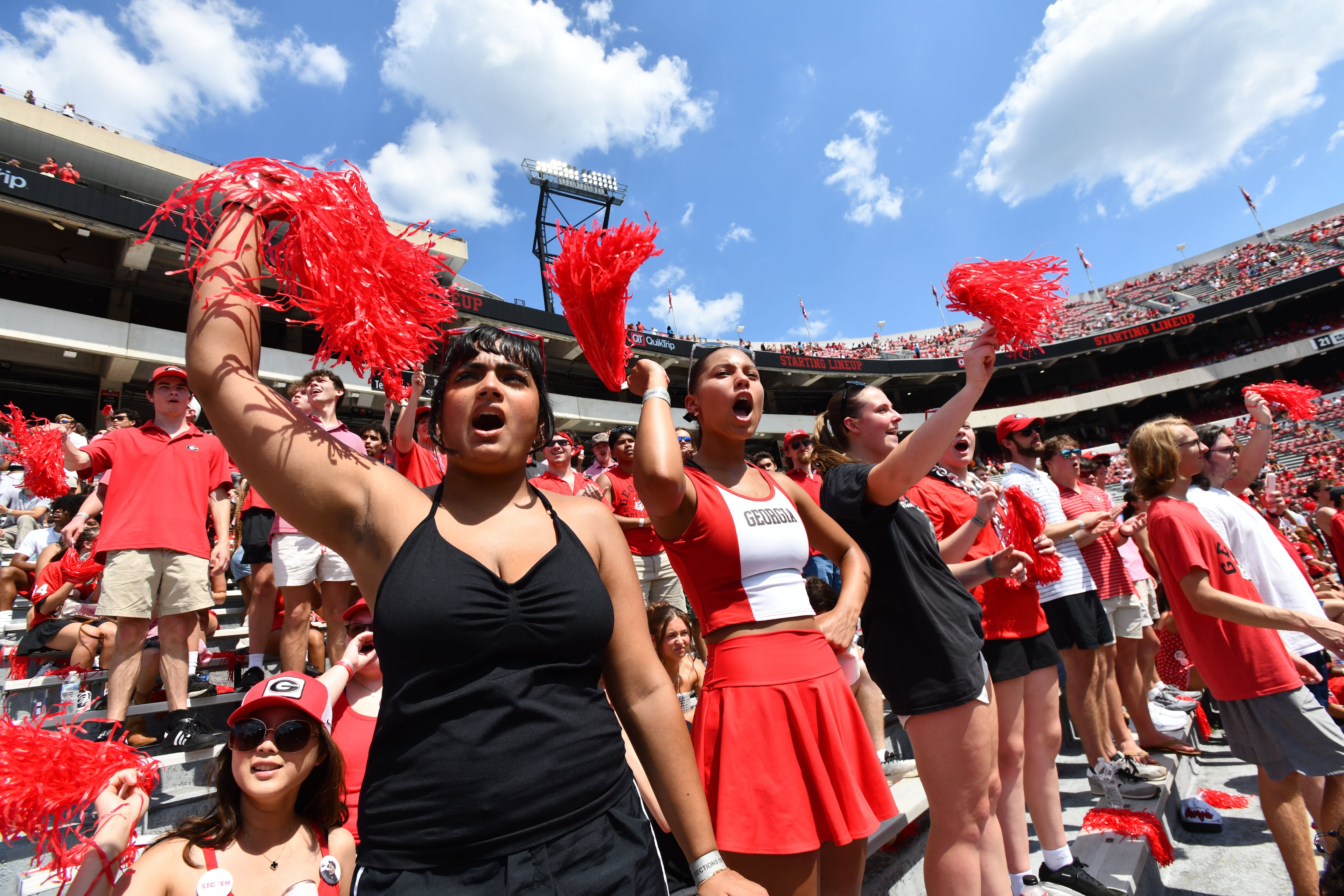 Georgia fans cheer before Georgia hosts Tennessee State in their season opener at Sanford Stadium on Saturday, Sept. 5, 2026, in Athens, Ga. (Hyosub Shin/AJC)
