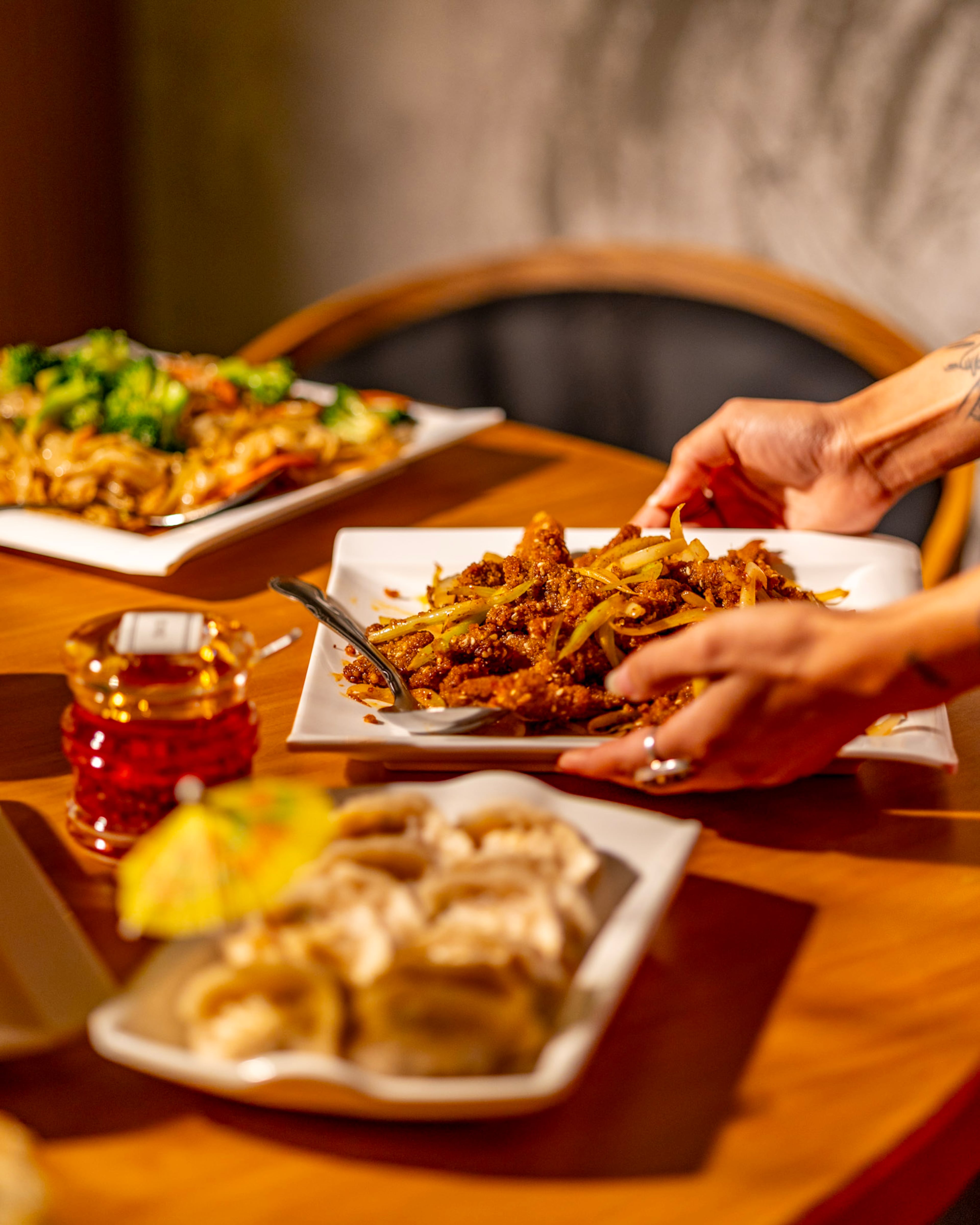 Spicy beef with celery (center) at Northern China Eatery in Old Fourth Ward. (Courtesy of Northern China Eatery)