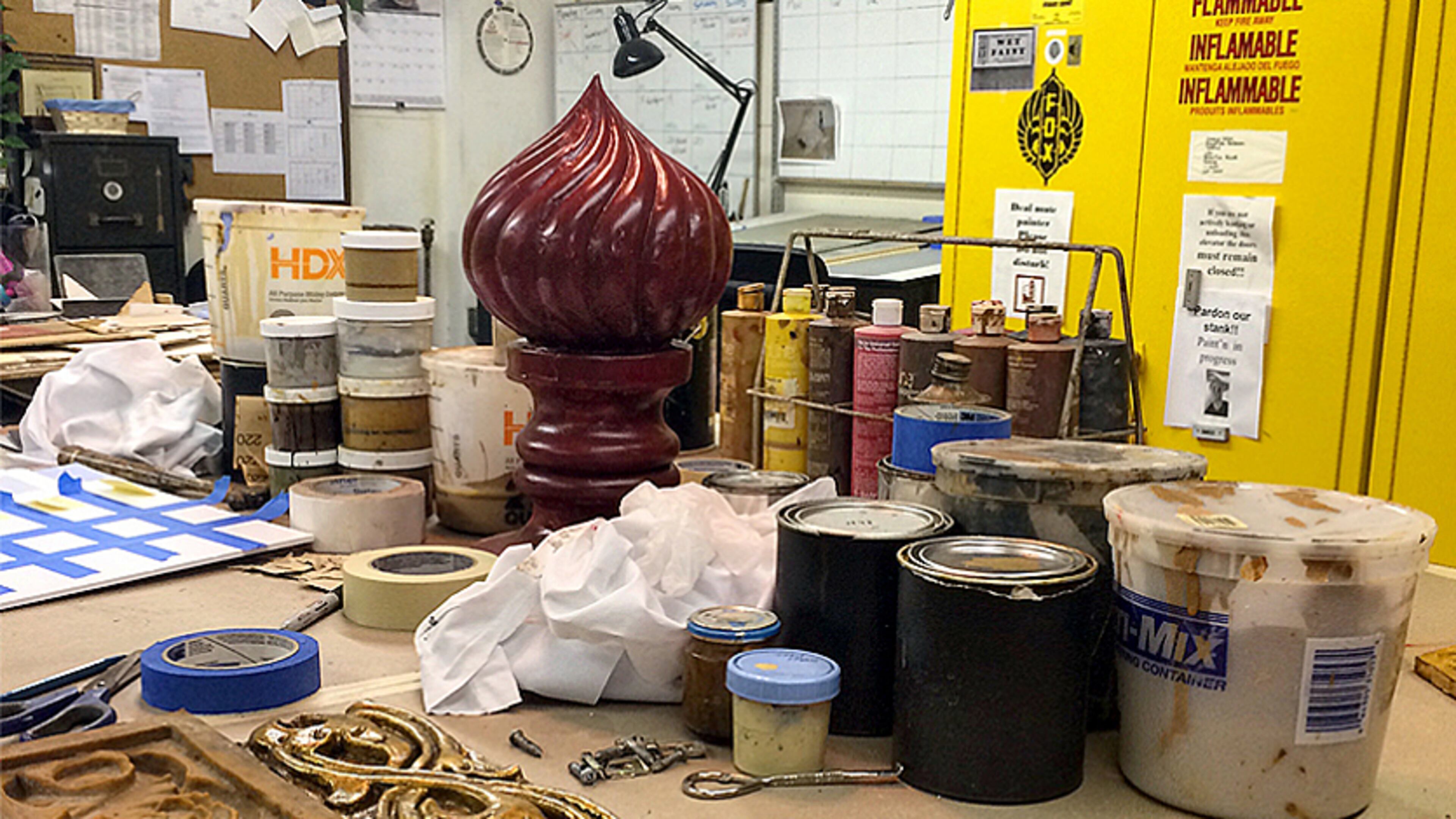 Going behind the scenes at Atlanta attractions gets you access to many areas usually only seen by staff- like the painting and restoration rooms at The Fox Theatre.