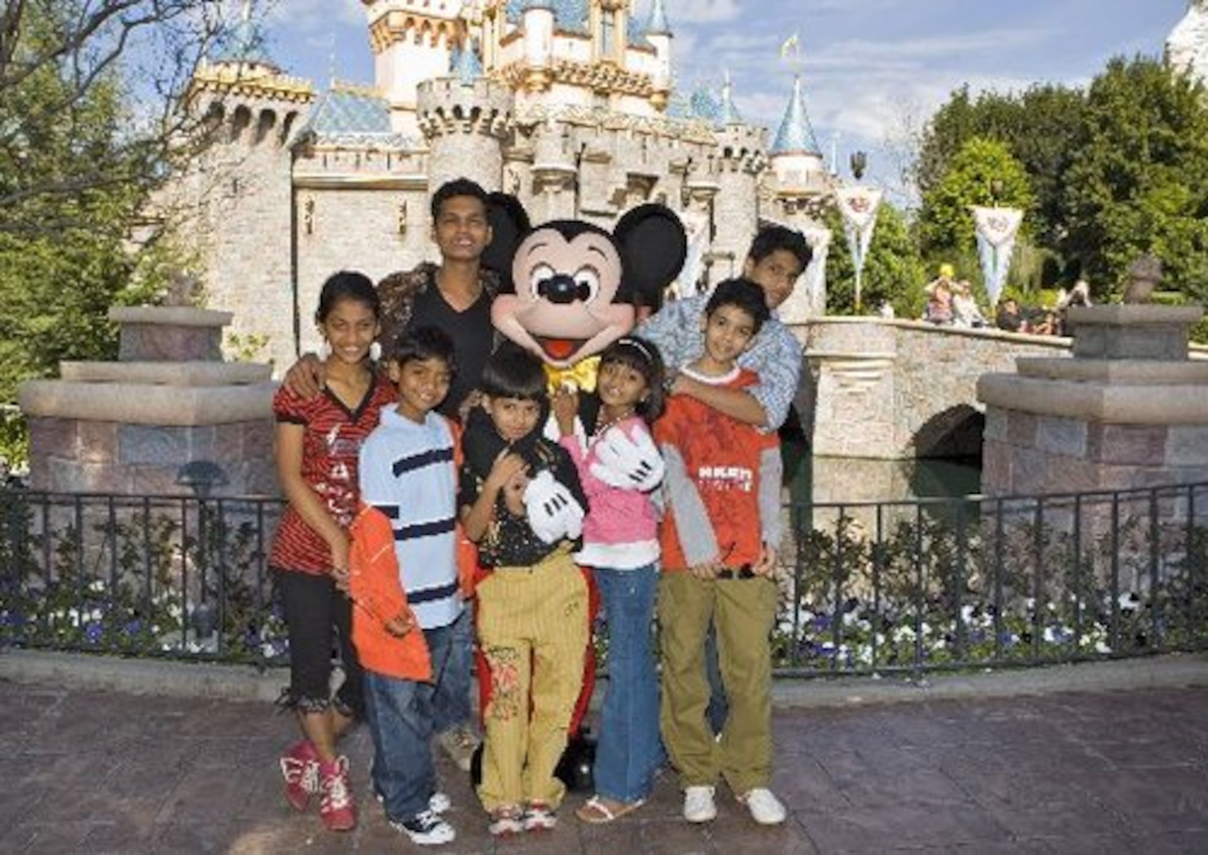 After the Oscars, the kids celebrated with Mickey Mouse at Sleeping Beauty Castle at Disneyland in Anaheim, Calif.
