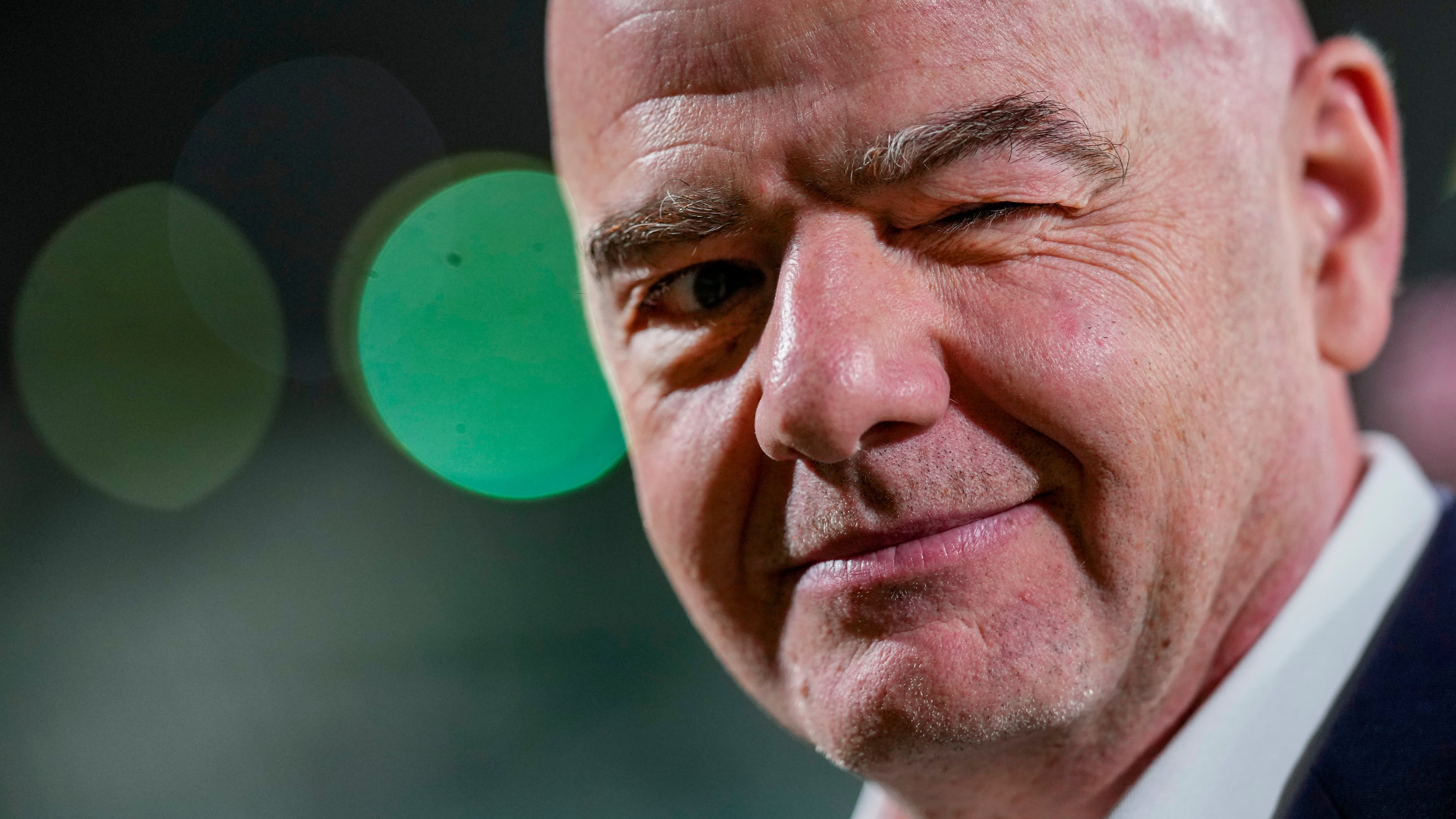 FILE - FIFA President Gianni Infantino looks on during the women's Premier League match between Al Ahli FC and Al Ittihad FC at the Al- Ahli Club stadium in Jeddah, Saudi Arabia, Thursday, Dec 14, 2023. (AP Photo/Manu Fernandez, File)