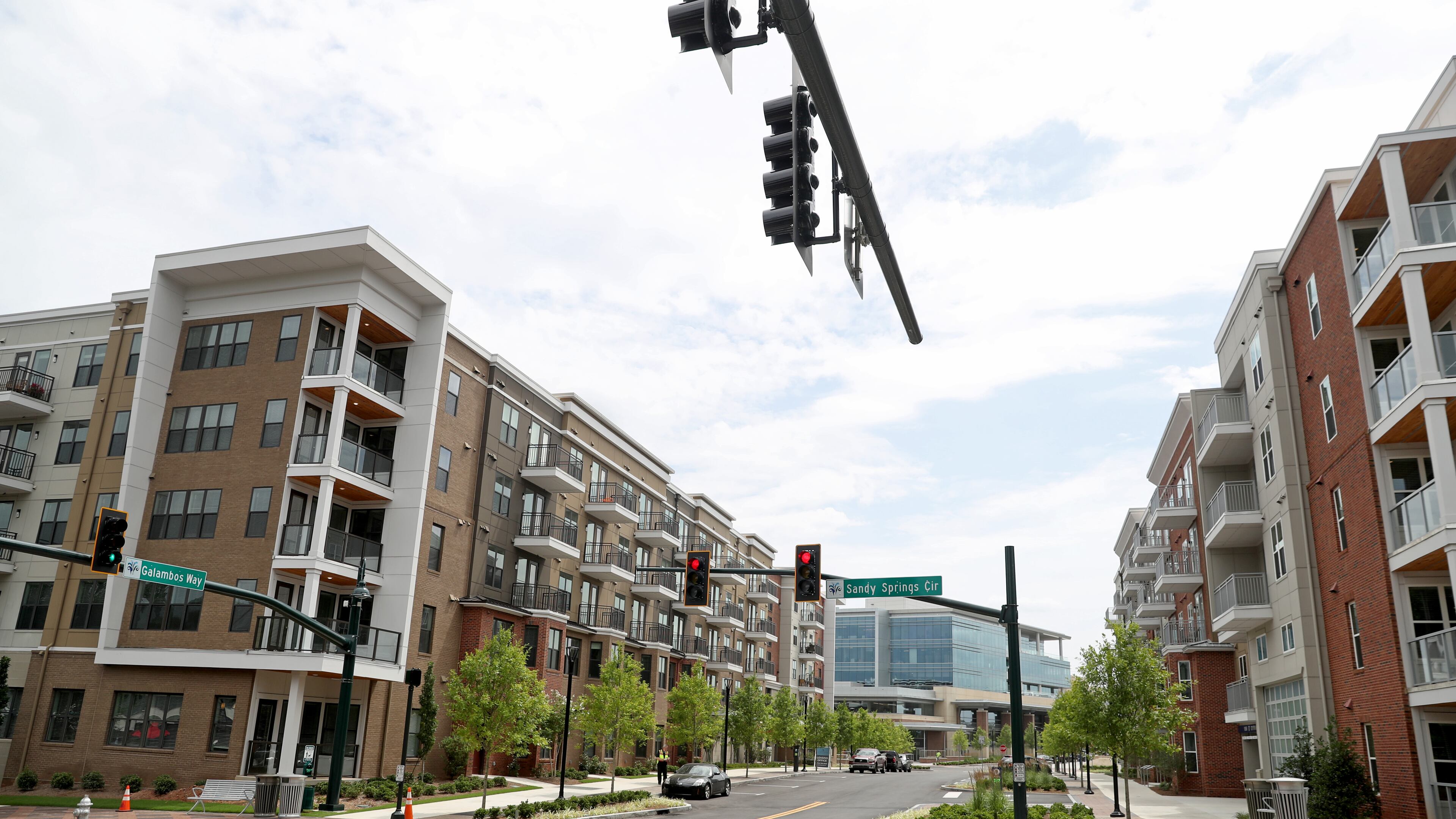 A general view of City Springs along Sandy Springs Circle Thursday, June 21, 2018, in Sandy Springs, Ga.