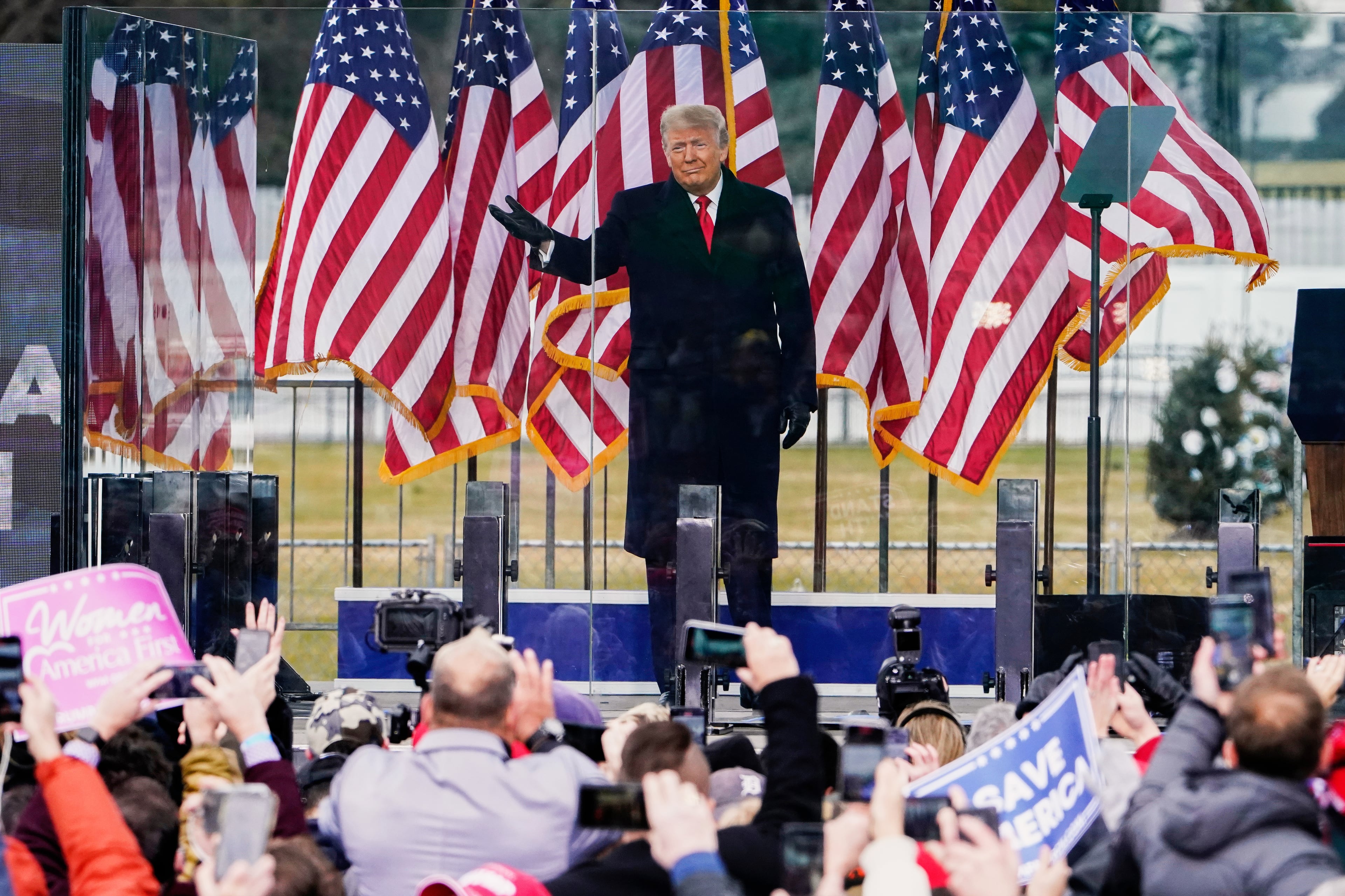President Donald Trump spoke at rally in Washington on Jan. 6, 2021, just before Congress was to certify his 2020 election loss. (Jacquelyn Martin/AP)