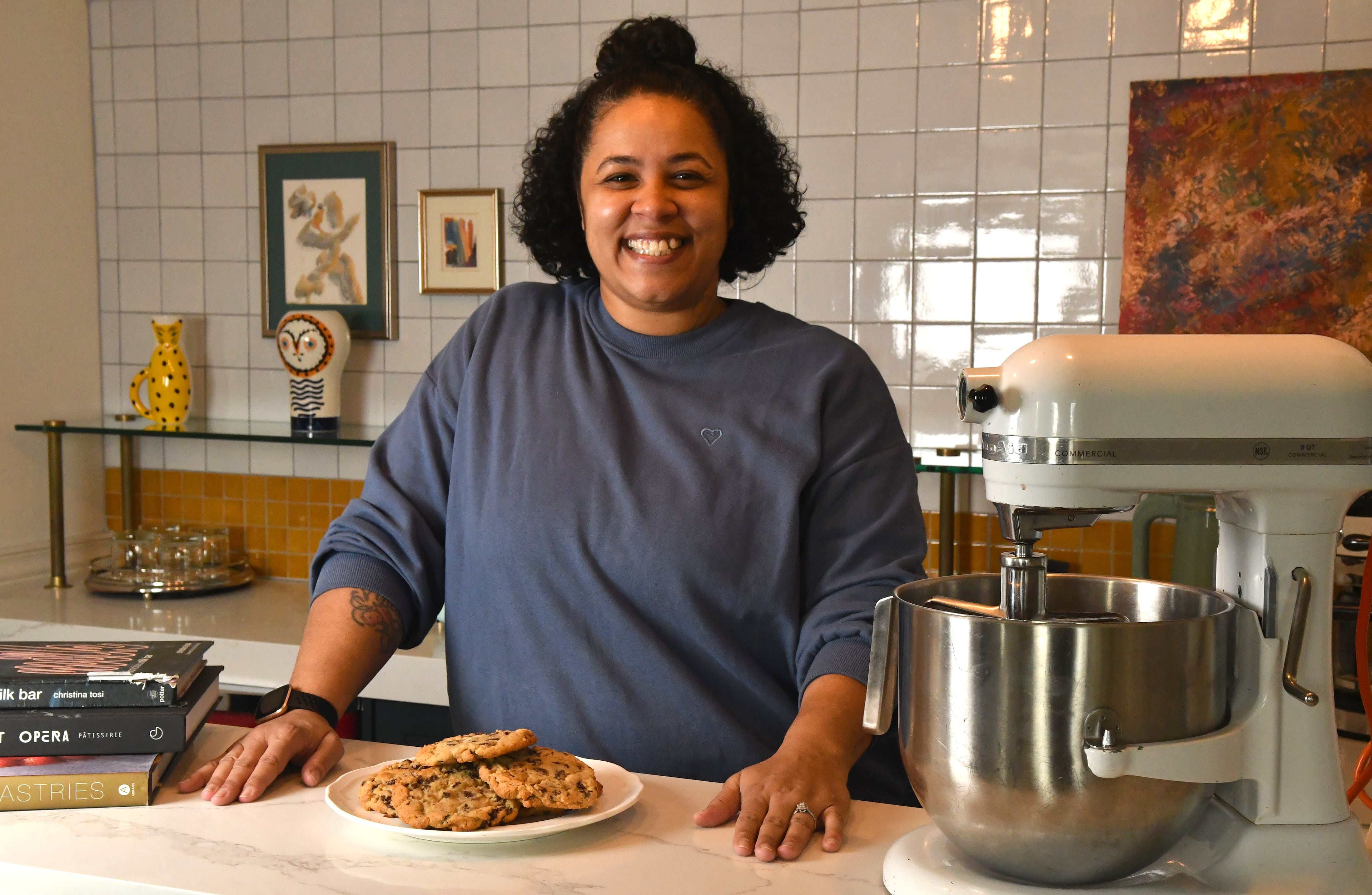Pastry chef Charmain Ware-Jason, photographed in her home in 2023 for the AJC's At Home series. Food styling by Charmain Ware-Jason. (Chris Hunt for the AJC)