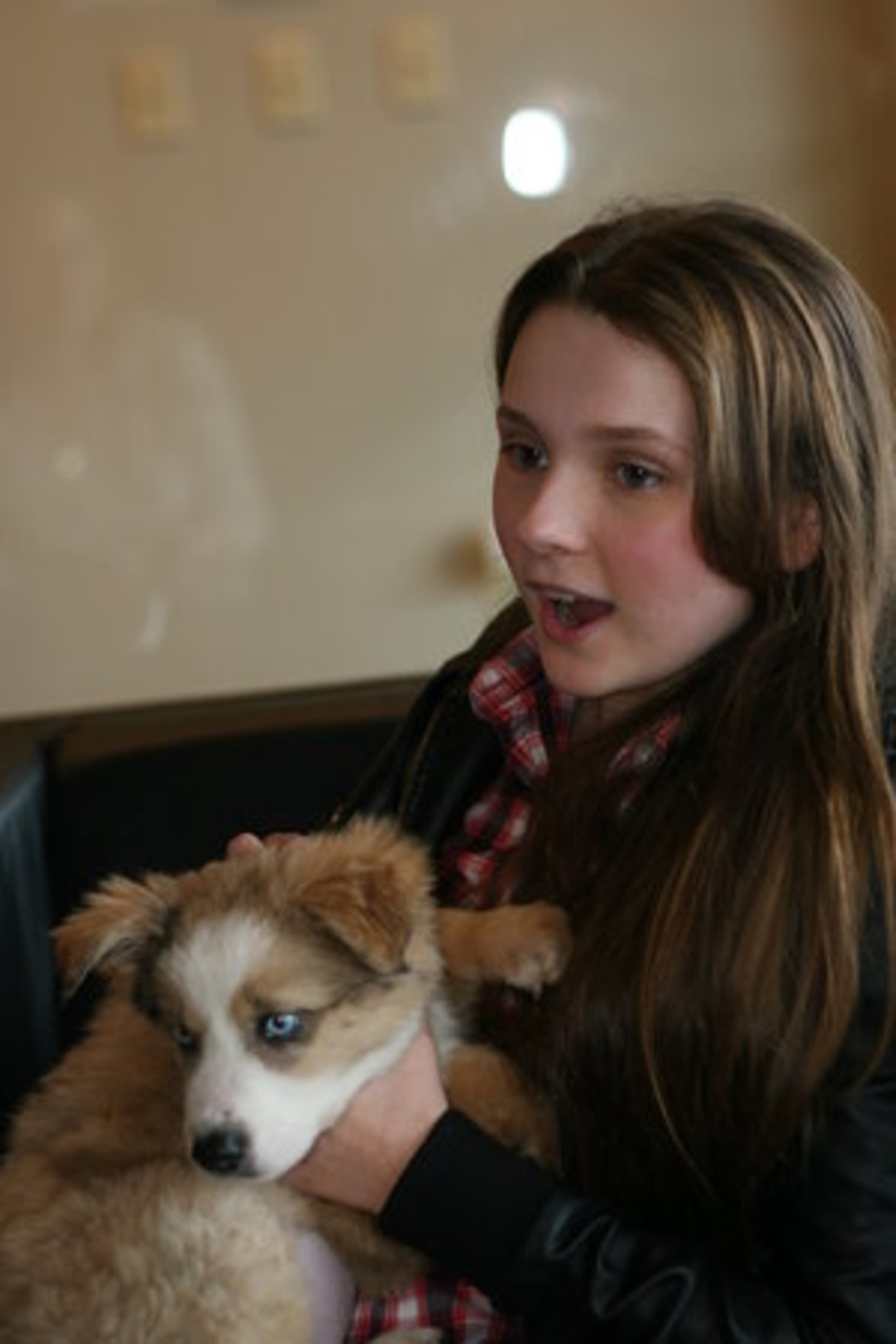 Abigail first saw Andalucia at a Powder Springs' vet's office. A vet tech had put the puppies in the back yard to get some sun. The puppies drew a crowd from the movie set, including Abigail.