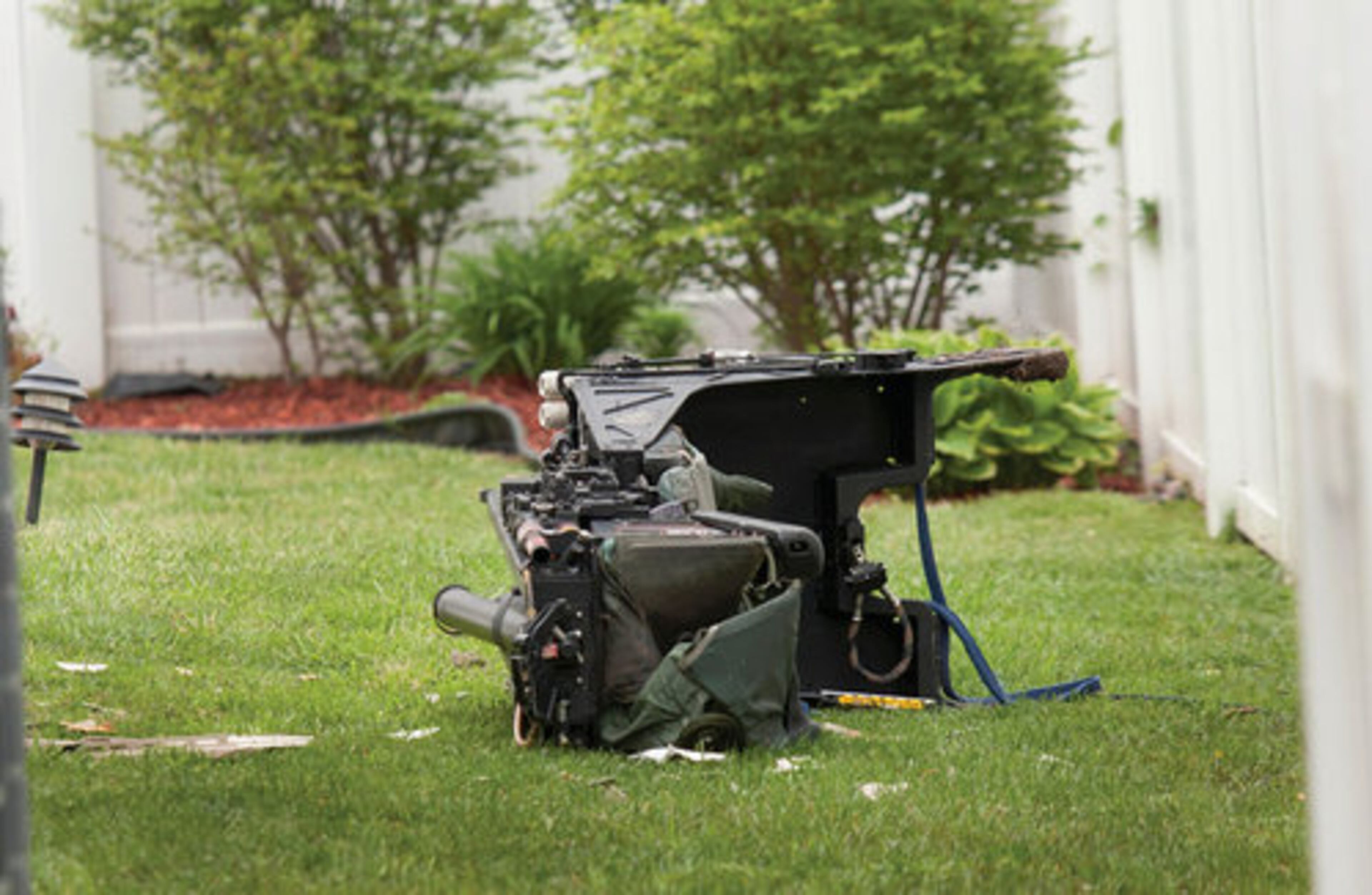 Part of the jet's ejection seat in a backyard off 24th street near the scene of the crash.