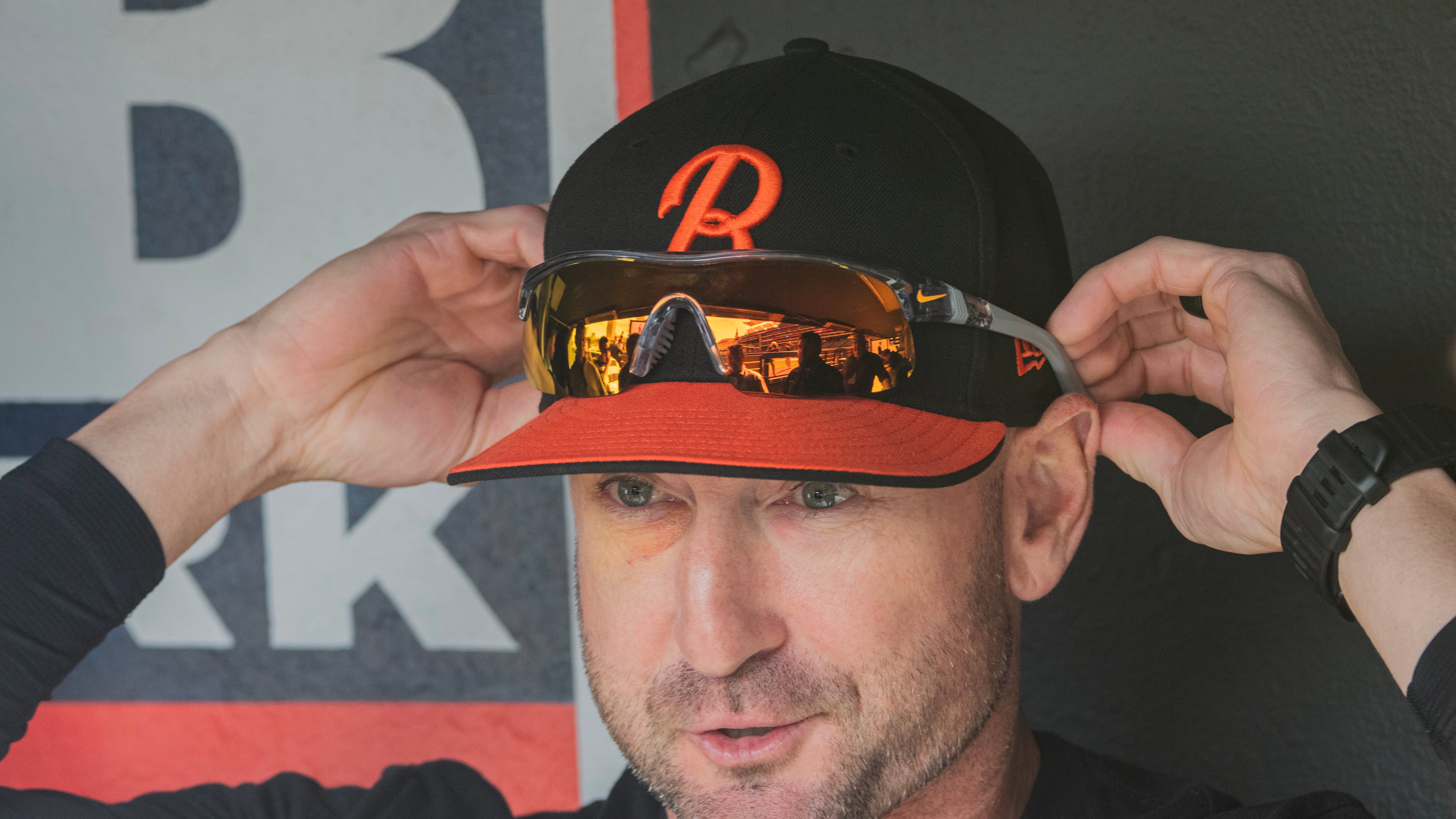 Baltimore Orioles manager Craig Albernaz speaks with reporters before a baseball game against the Cleveland Guardians, Friday, April 17, 2026, in Cleveland. (AP Photo/Phil Long)