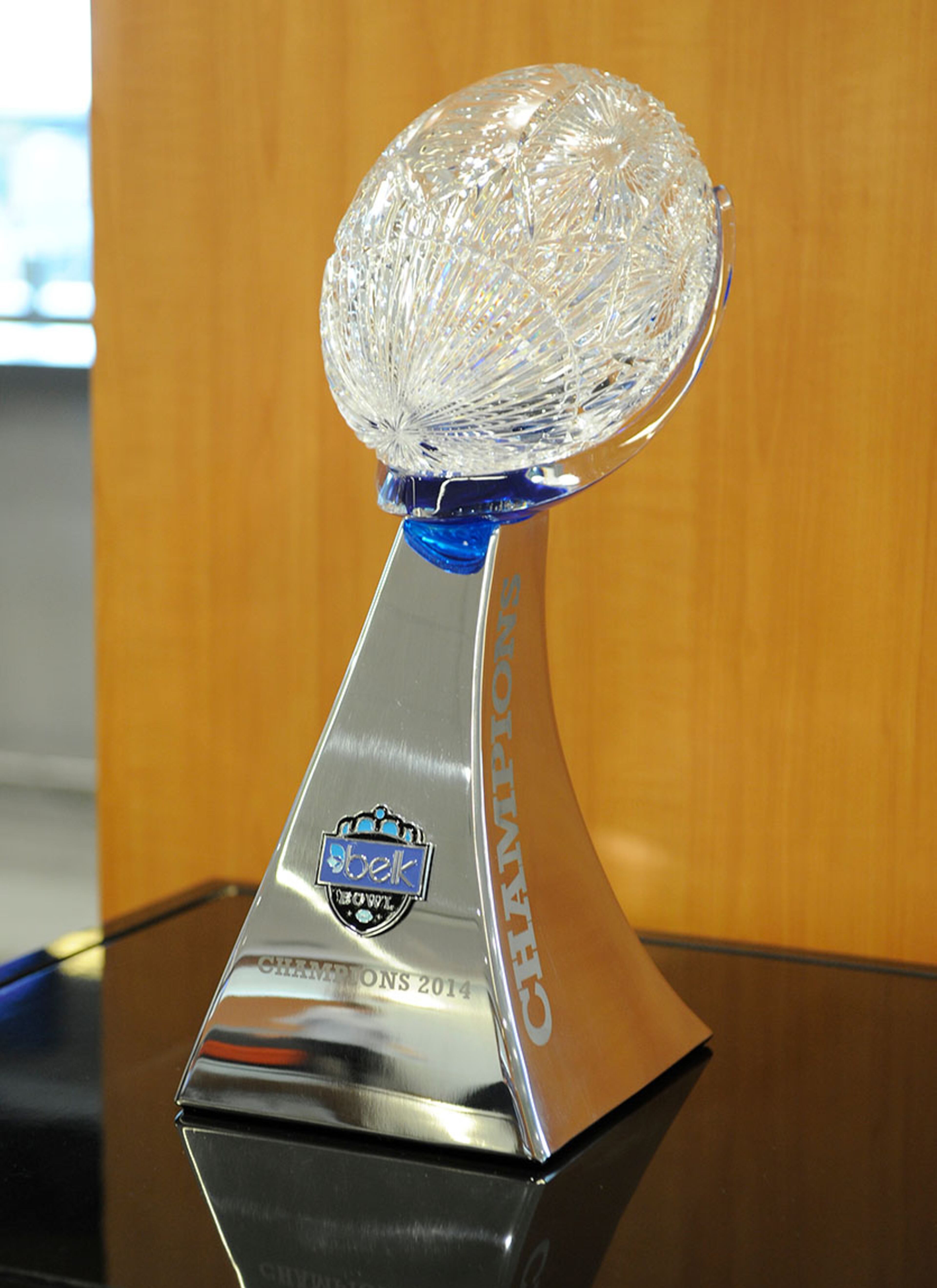 This is what the Dawgs and the Cardinals are playing for. The Belk Bowl trophy.