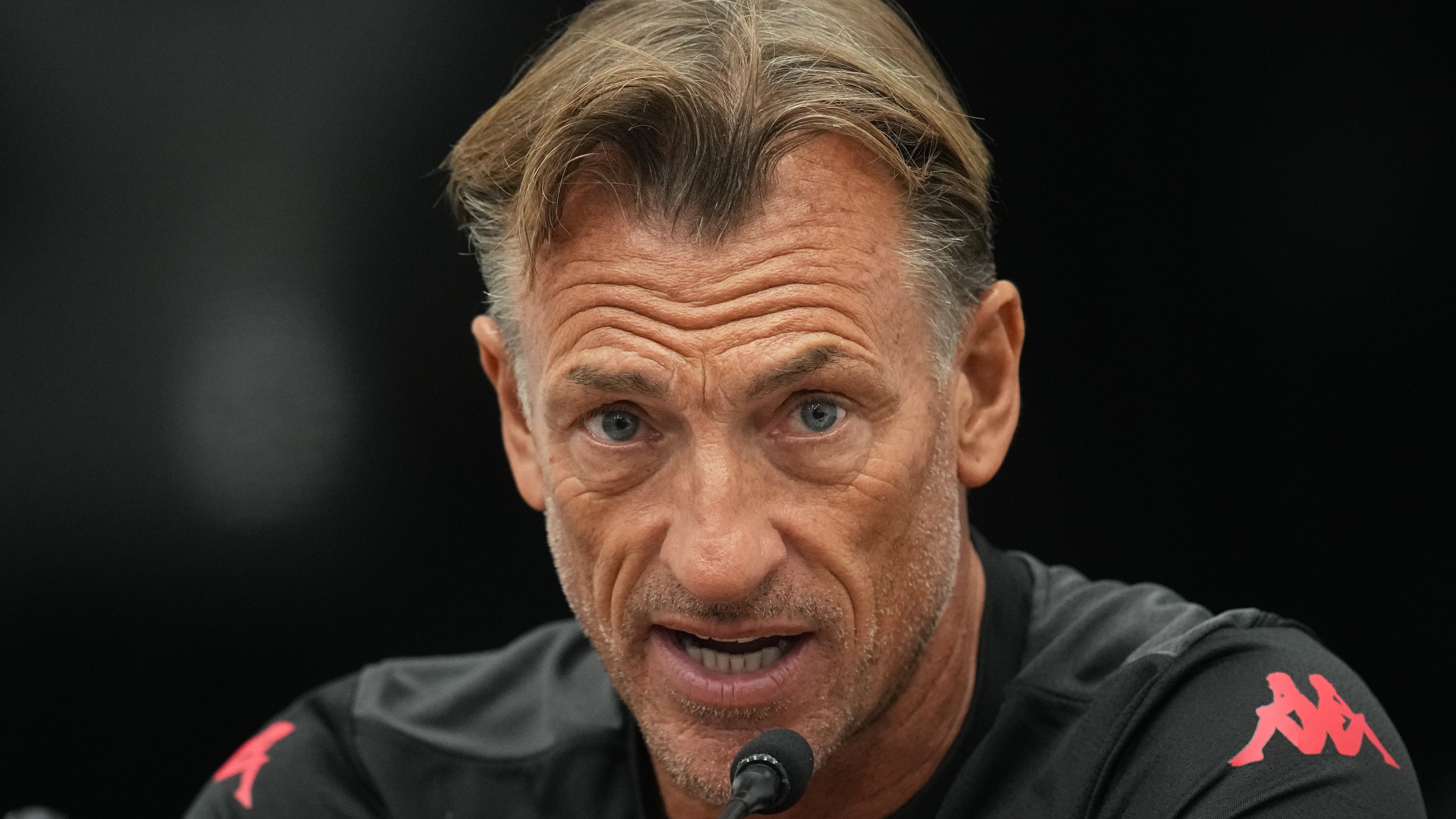 Hervé Renard speaks during a news conference, Tuesday, June 16, 2026, in Santiago Nuevo Leon, near Monterrey, Mexico, after being named the new coach for Tunisia's World Cup soccer team. (AP Photo/Dolores Ochoa)