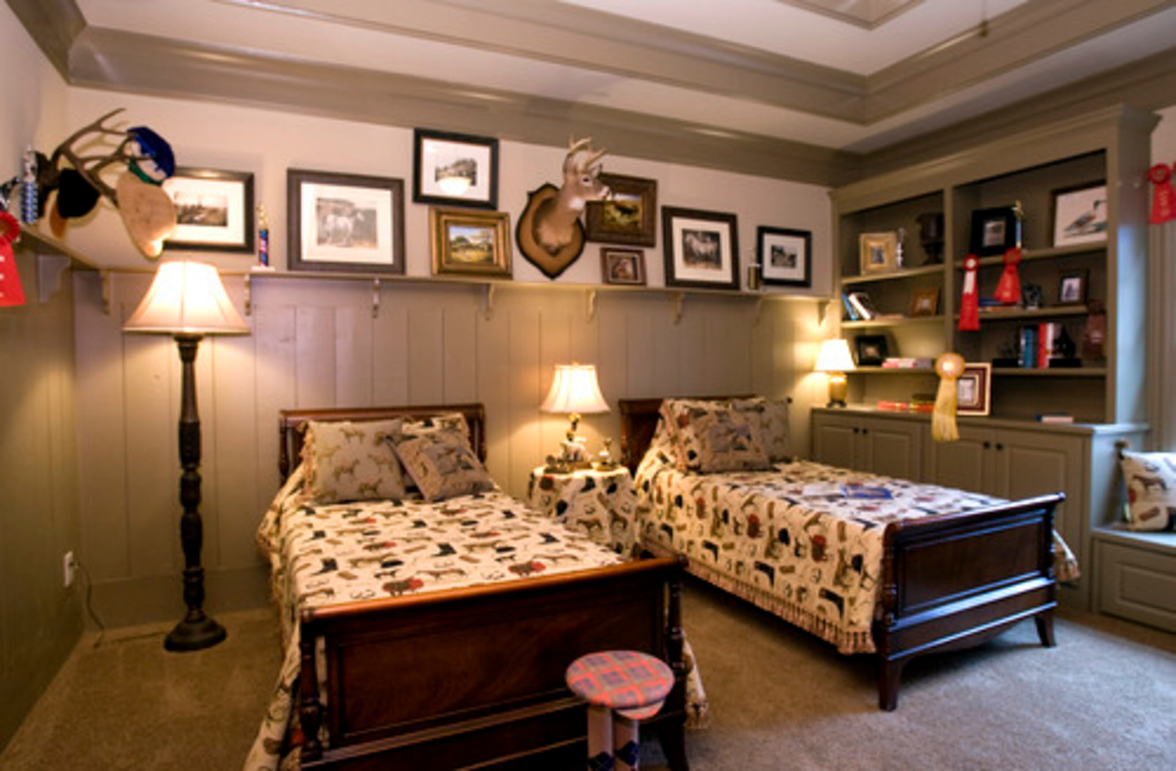 The teen boy's trophy room in Canton Place was designed by Peter Brandi Gallery & Interiors.
