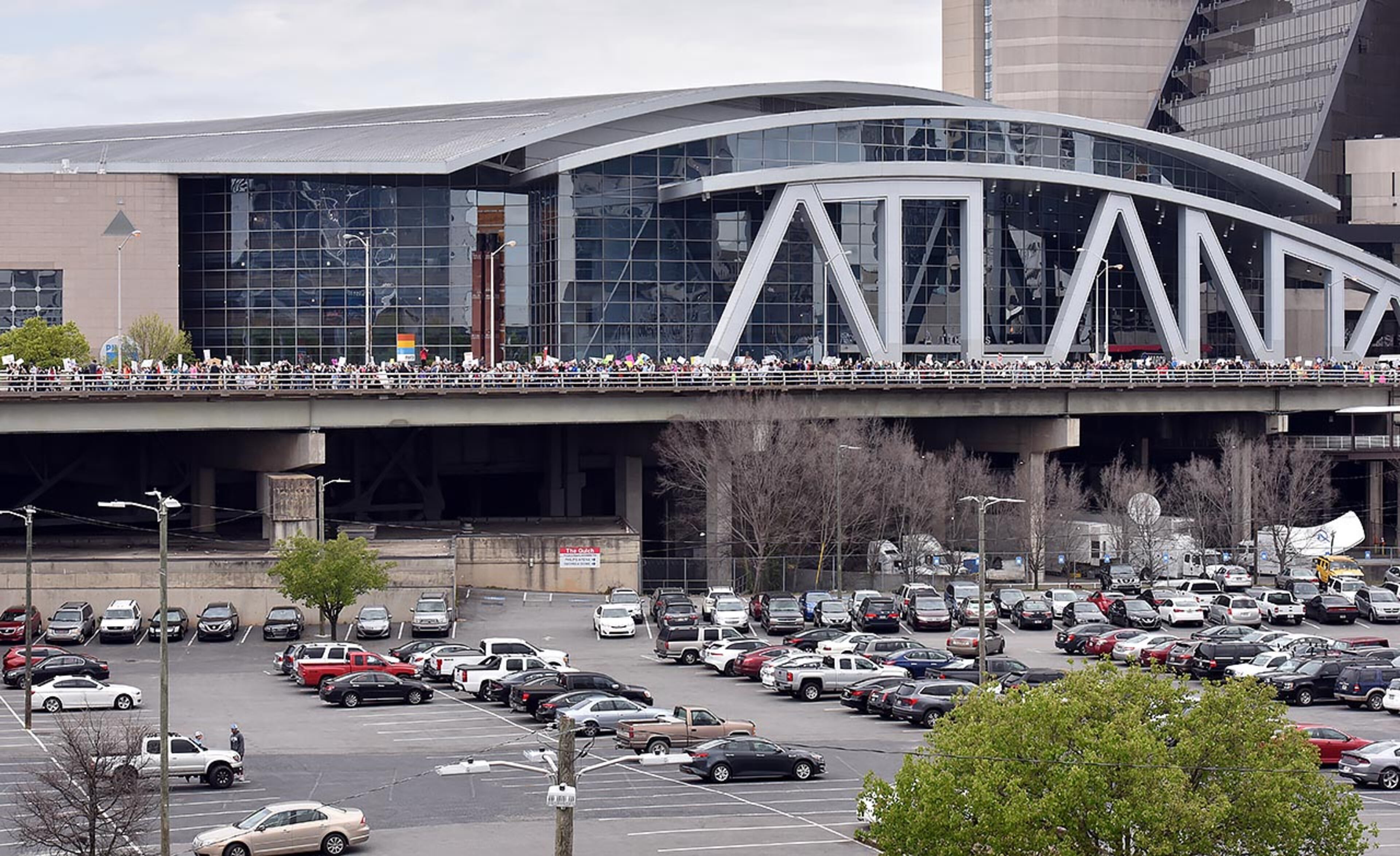 March 24, 2018 Atlanta - Thousands of people march to Liberty Plaza during the March For Our Lives rally in downtown Atlanta on Saturday, March 24, 2018. Atlanta police estimated the crowd at near 30,000 for today's March for Our Lives. People of all ages were drawn to one of the nationwide demonstrations in a movement begun by student survivors of last month's mass killing in a Parkland, Fla., school. Some of those Florida students were among the speakers in Atlanta. HYOSUB SHIN / HSHIN@AJC.COM