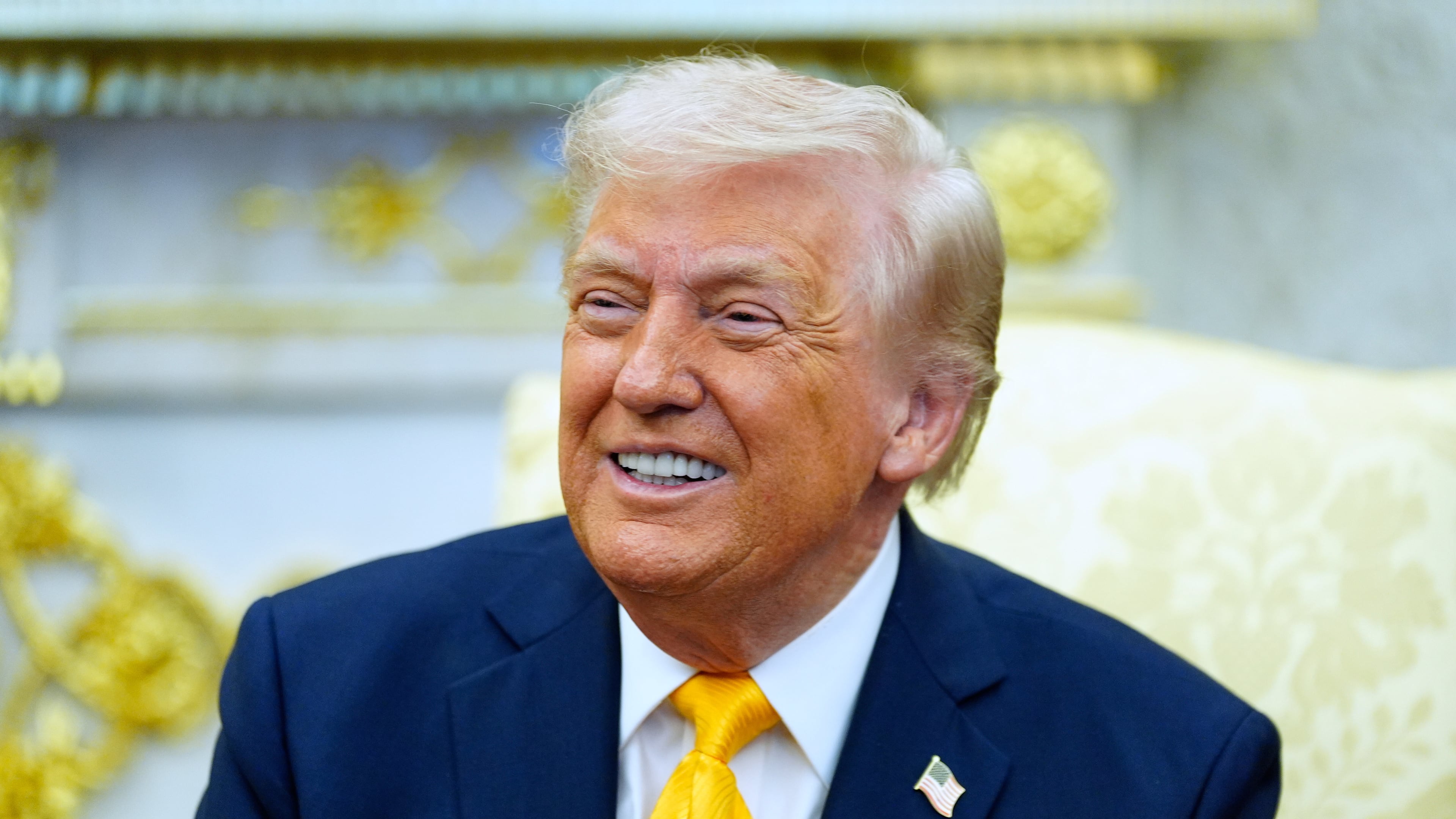 President Donald Trump speaks during a meeting with Japan's Prime Minister Sanae Takaichi in the Oval Office of the White House, Thursday, March 19, 2026, in Washington. (AP Photo/Alex Brandon)