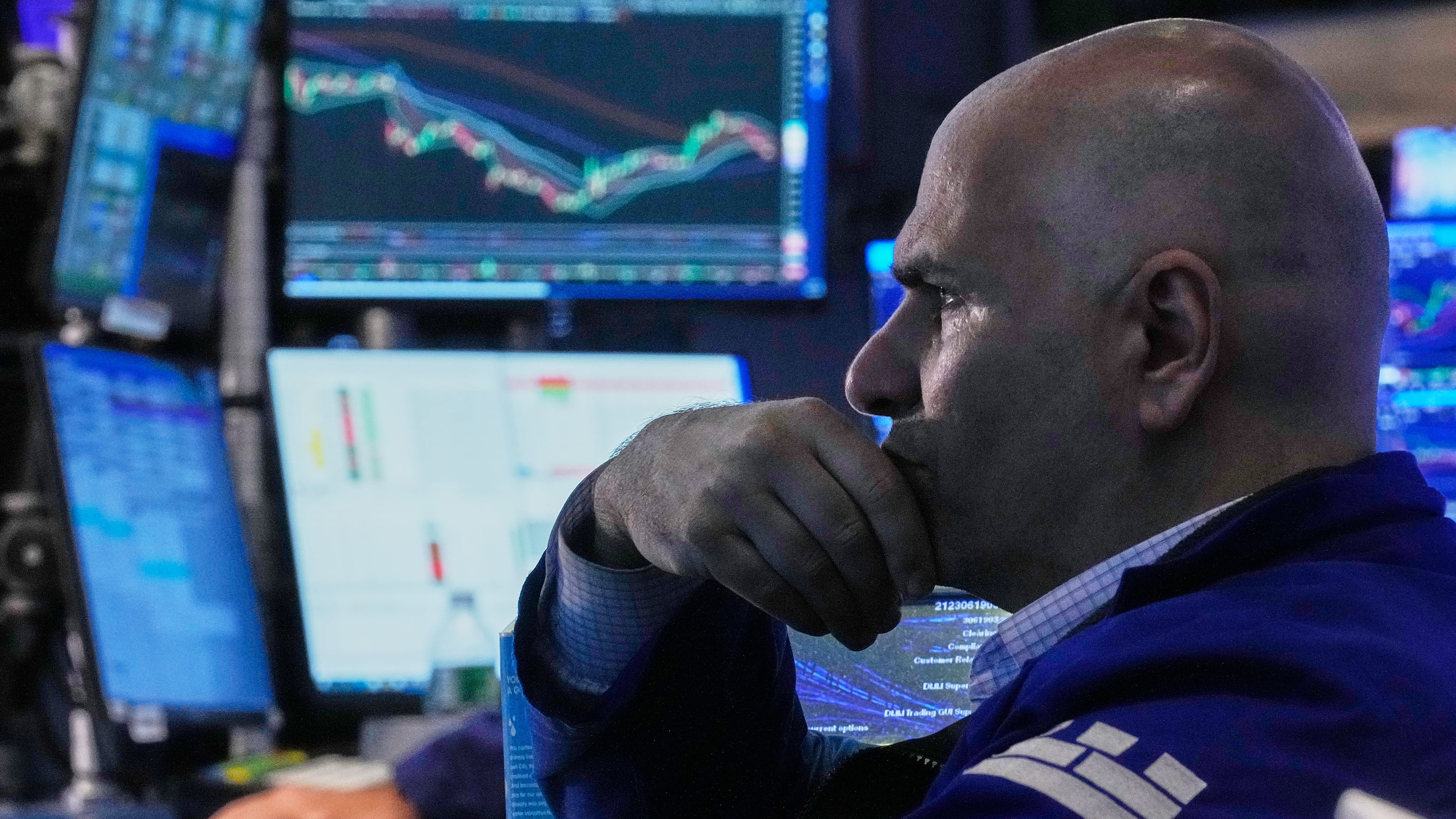 Specialist Philip Finale works on the floor of the New York Stock Exchange, Friday, June 26, 2026. (AP Photo/Richard Drew)