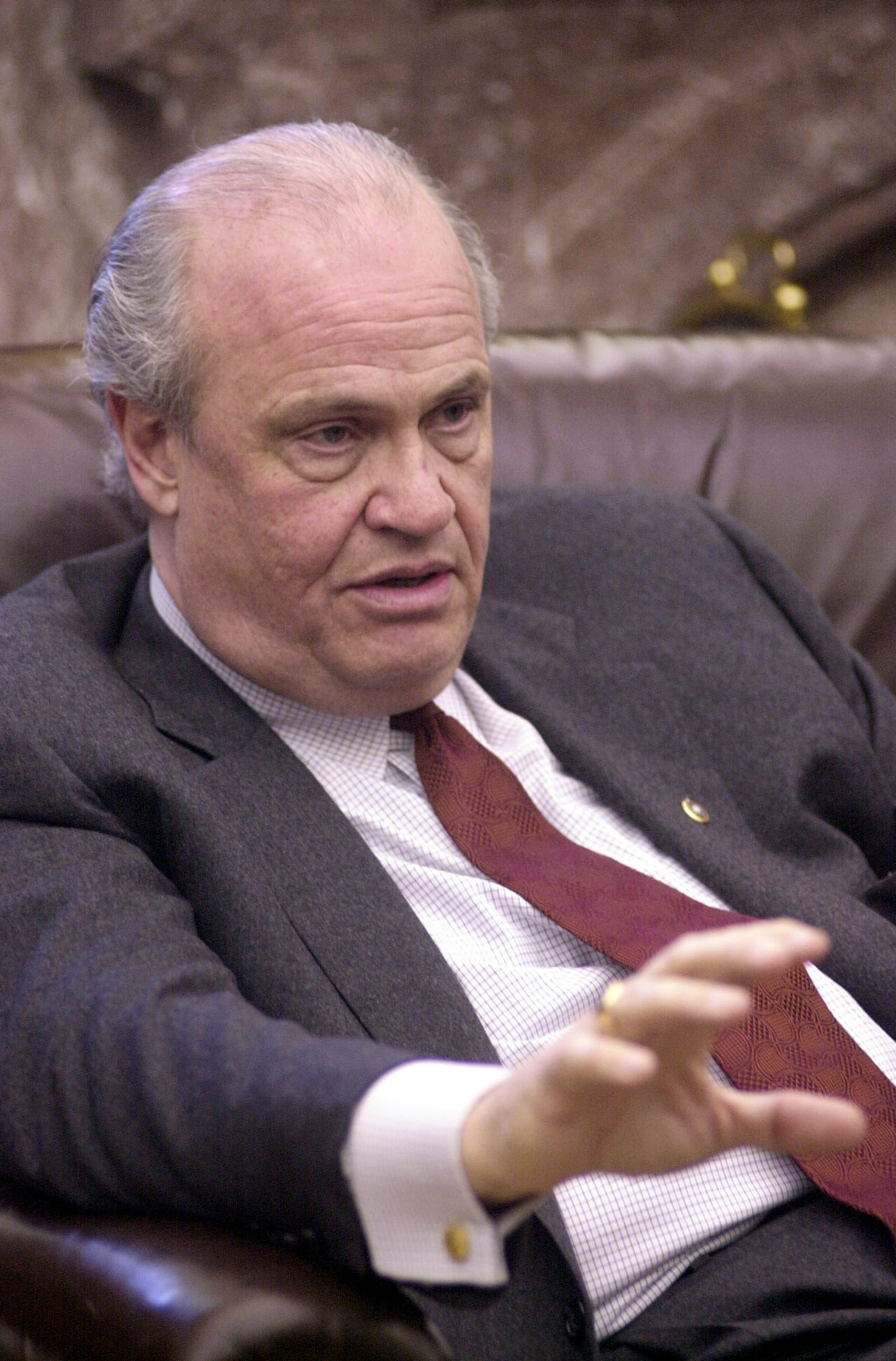 UNITED STATES - MARCH 27: Sen. Fred Thompson, R-TN, talks about his CFR amendment that survied a key vote in the Senate. (Photo By Tom Williams/Roll Call/Getty Images)