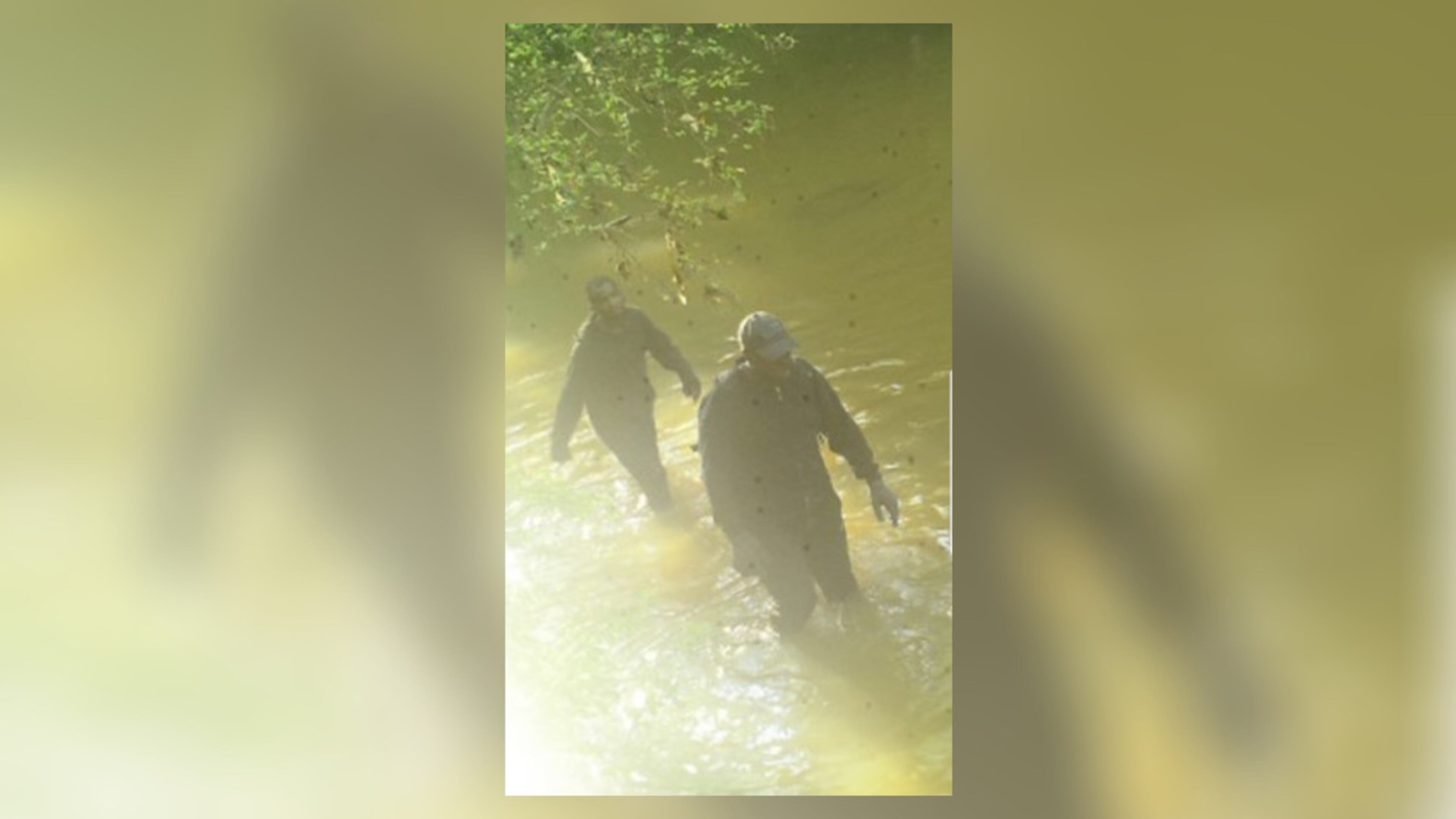 Atlanta police are looking for two men they say waded through the South River to burglarize a freight shipping company.