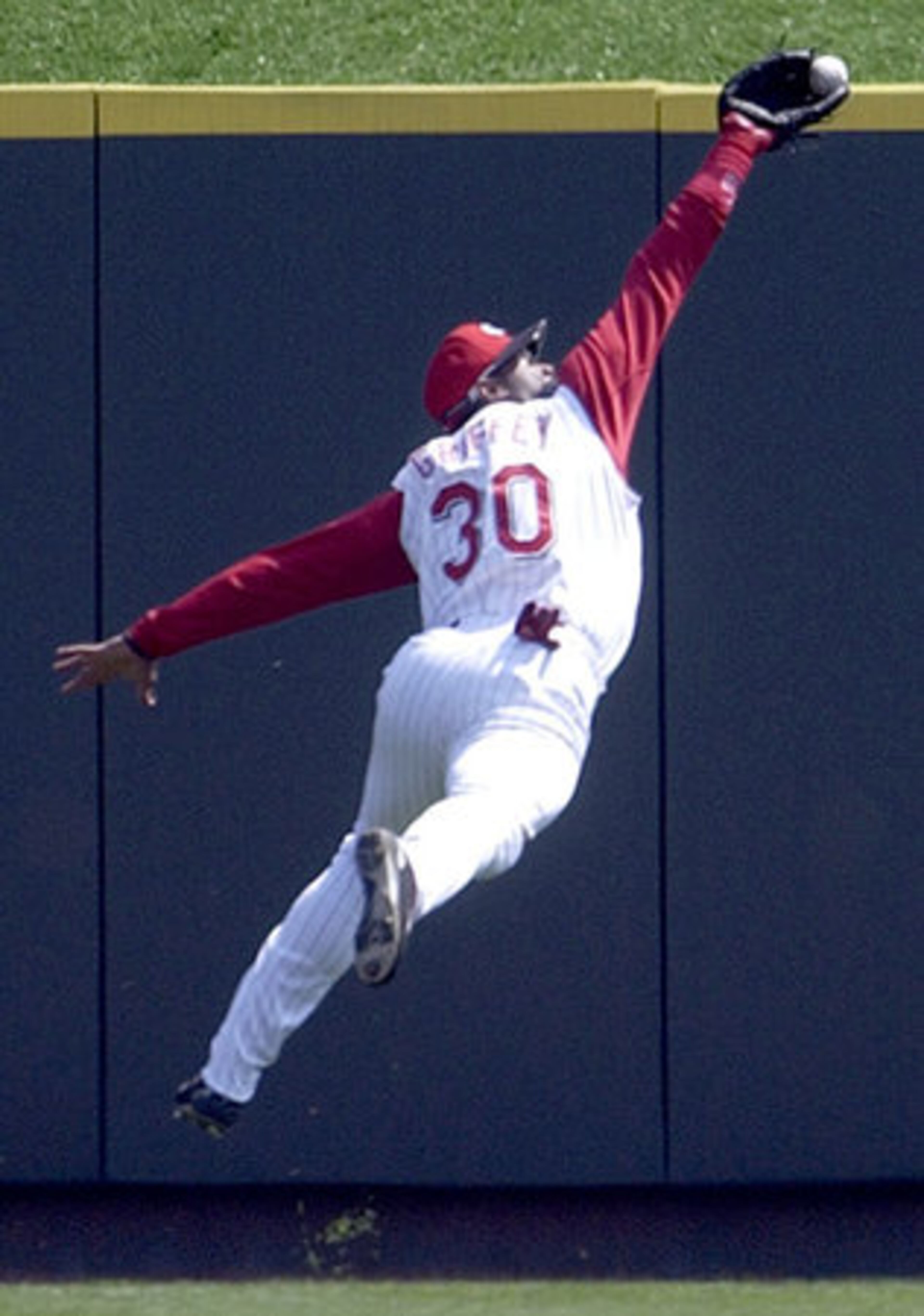 Known more for his offensive production, Griffey is a 10-time Gold Glove Award winner. Dealing with a nagging right knee injury that was repaired in October, he made 123 appearances as an outfielder last season.