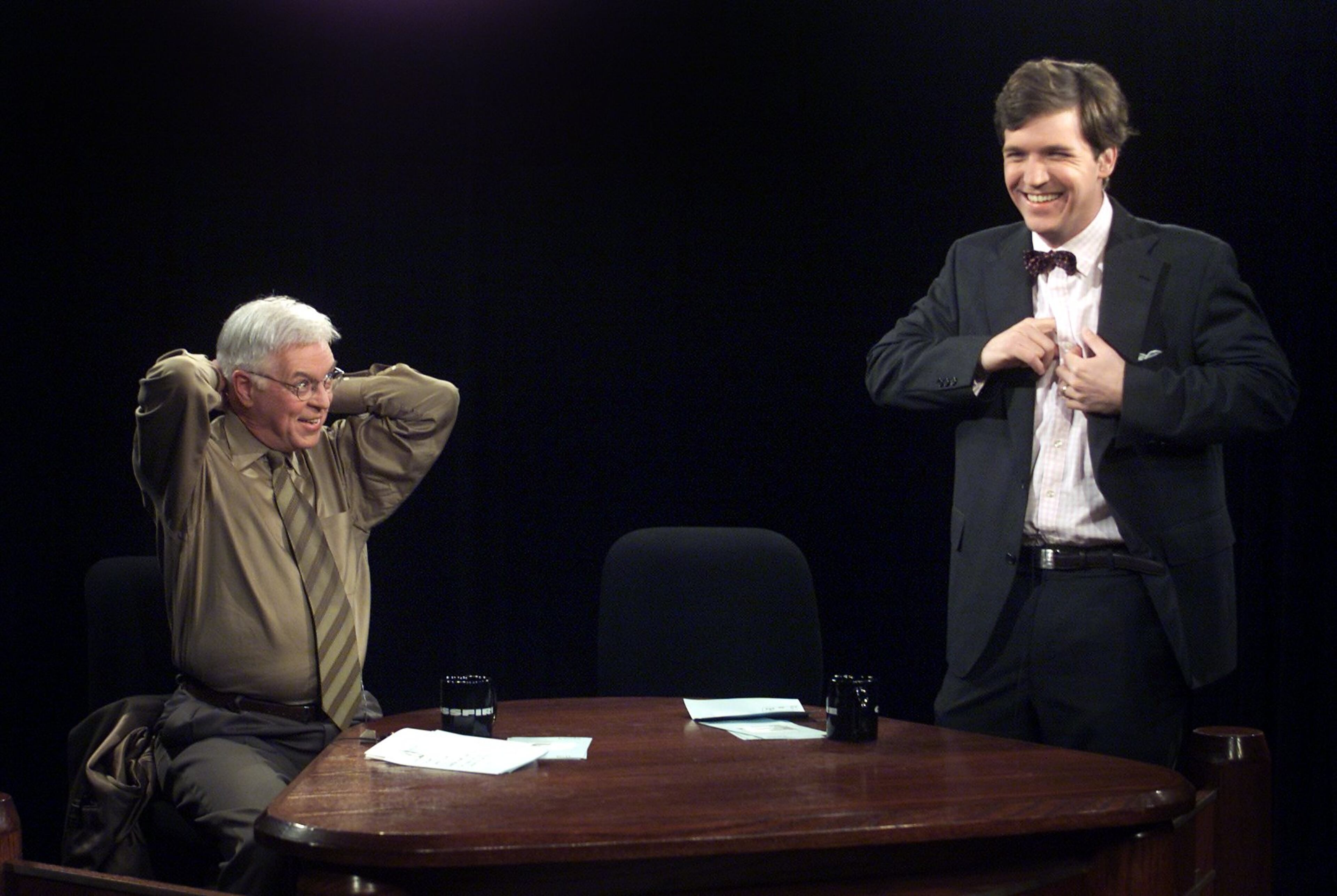 Tucker Carlson: Carlson worked at CNN from 2000-2005, and was co-host of “The Spin Room” and, following its cancellation, the debate program “Crossfire.” In 2004 Jon Stewart trashed the program for “hurting America.” Following the Stewart incident, the show was canceled in 2005 and Carlson left for MSNBC. He is now editor in chief of The Daily Caller, a conservative news website he launched in 2010, and a weekend co-host of Fox News’ “Fox & Friends.”