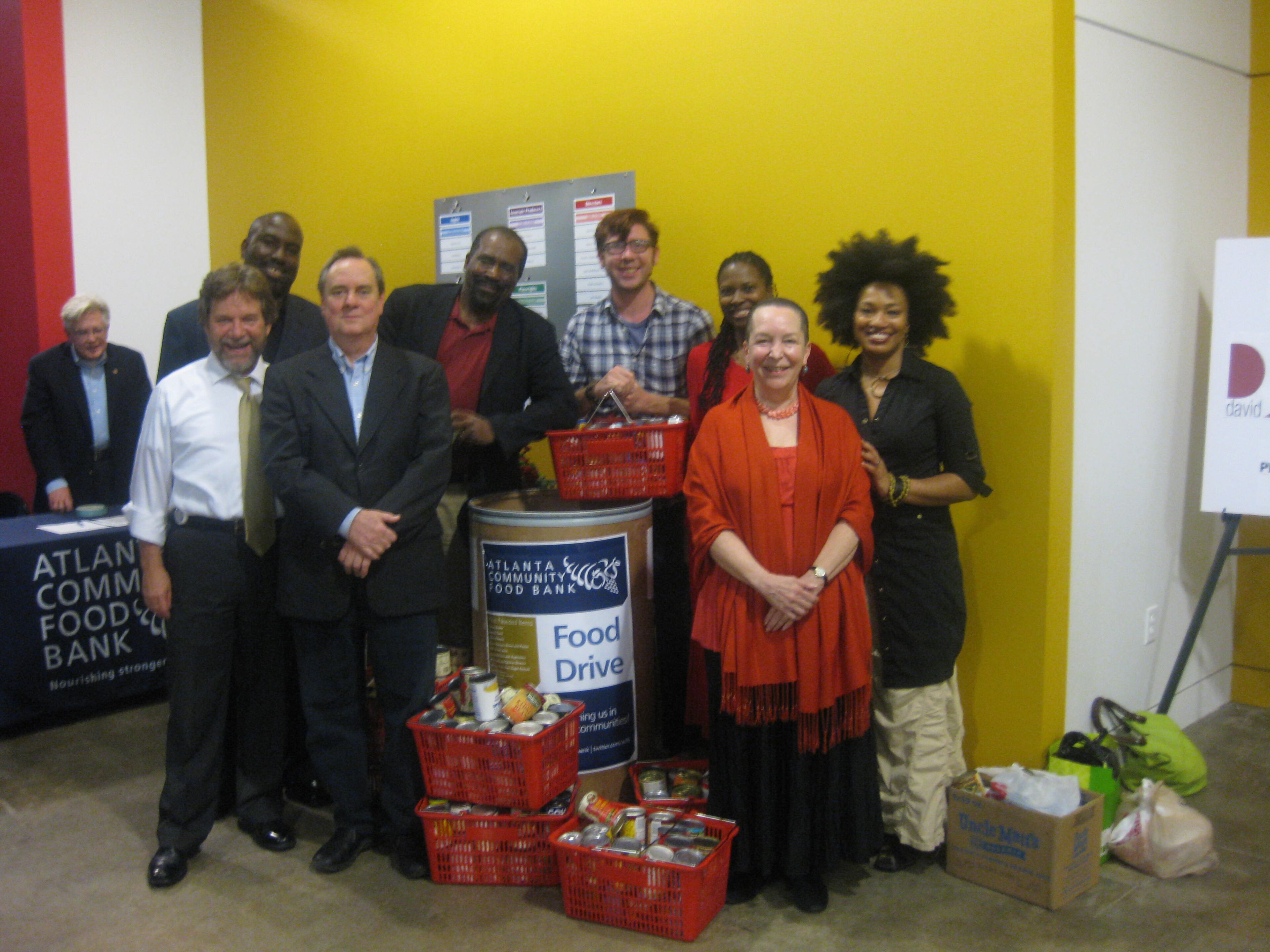 Bill Bolling (front, left) Phillip DePoy , Eric Moore (back, left), Rob Cleveland, Topher Payne, Betty Hart, Doria Roberts and Pearl Cleage organized and performed for WordFeast: Food for the Body and Soul in 2011 at the Fabrefaction Theatre Company. The event collects donations and raises hunger awareness for the Atlanta Community Food Bank. Photo: Devika Rao