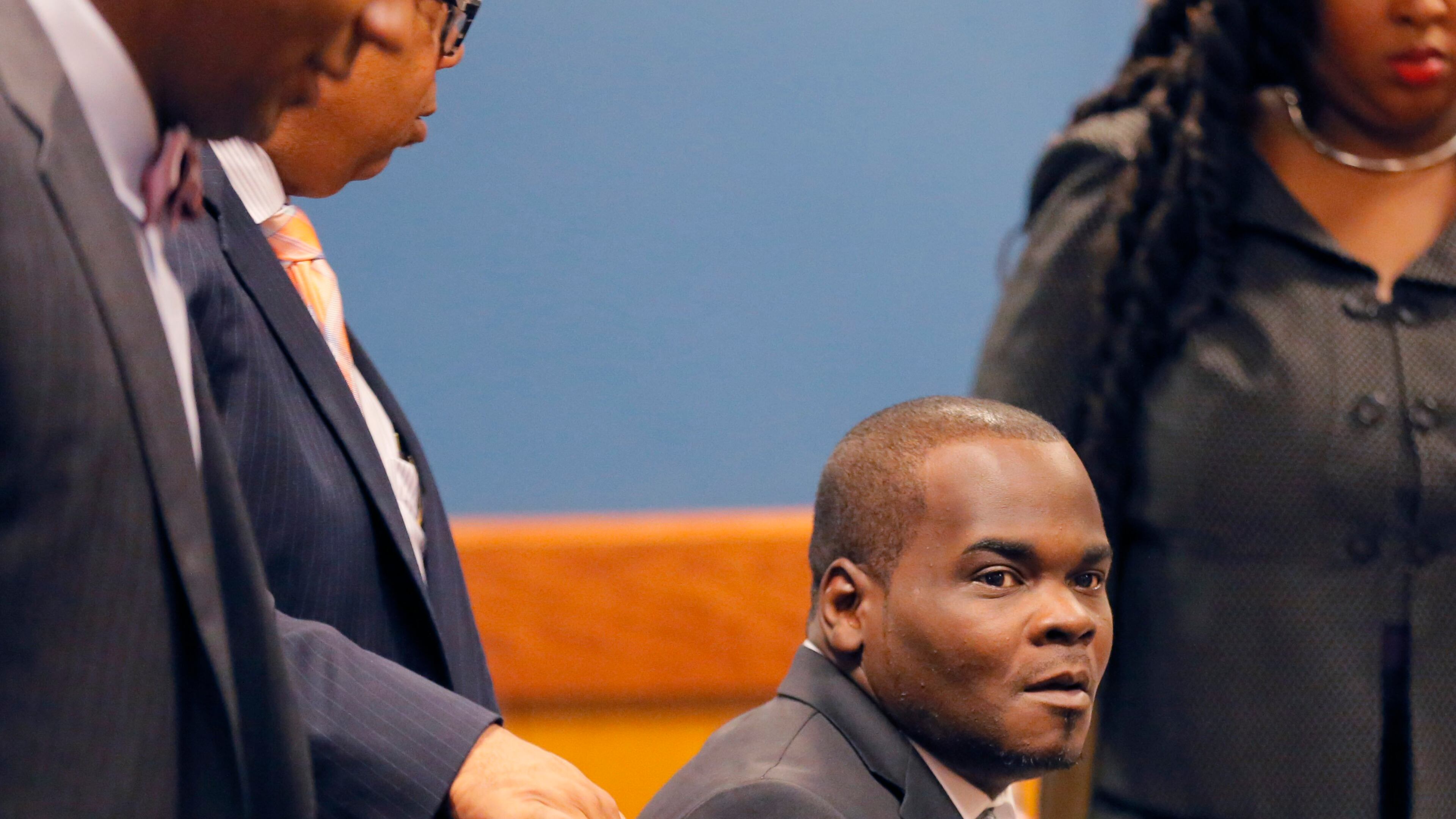 Basil Eleby takes his seat at the defense table before his case is called in this June 2017 file photo.