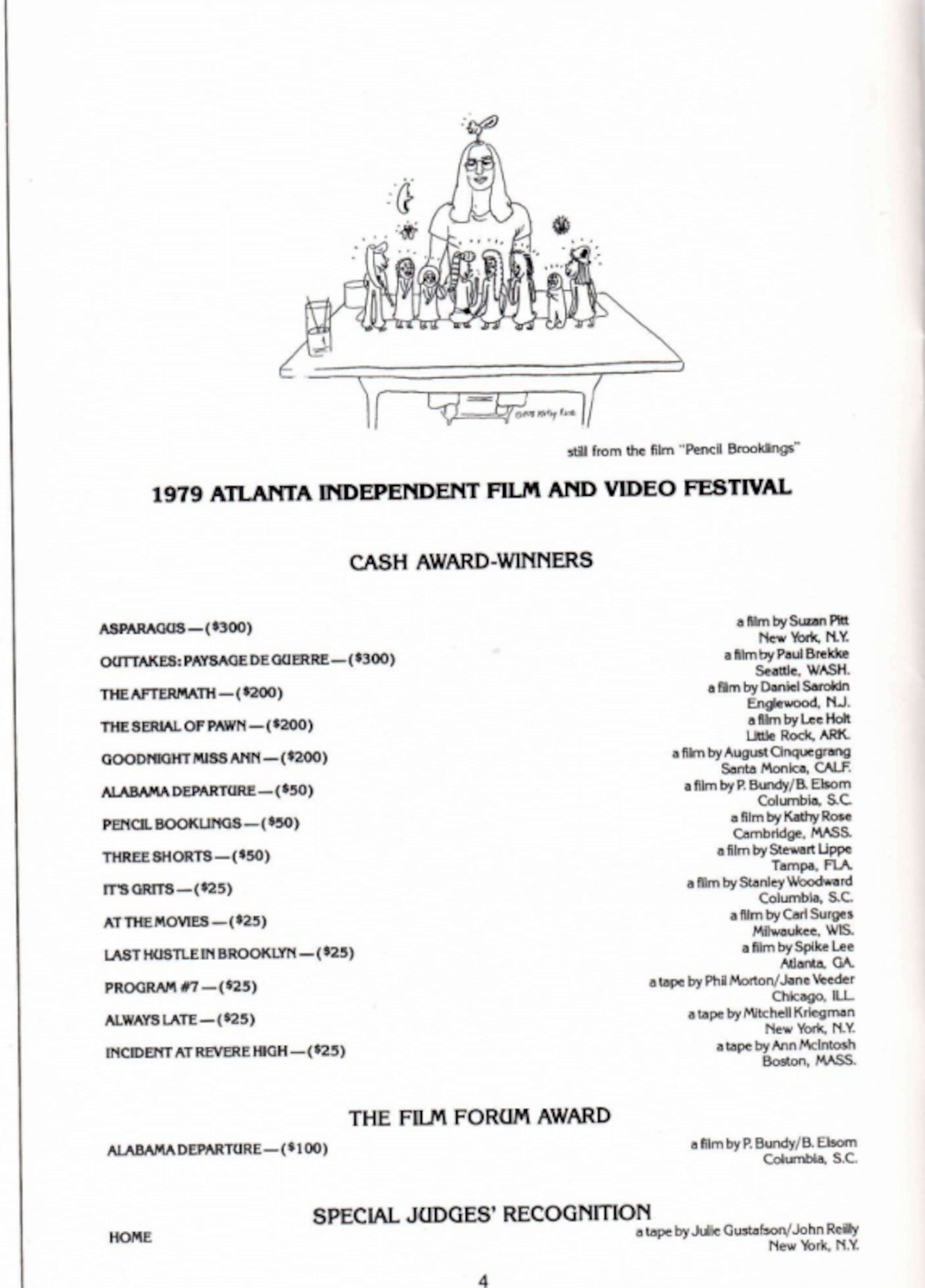 The program guide from the 1979 festival. Spike Lee, then a student at Morehouse, won a $25 prize for his film "Last Hustle in Brooklyn." (Courtesy of the Atlanta Film Society)