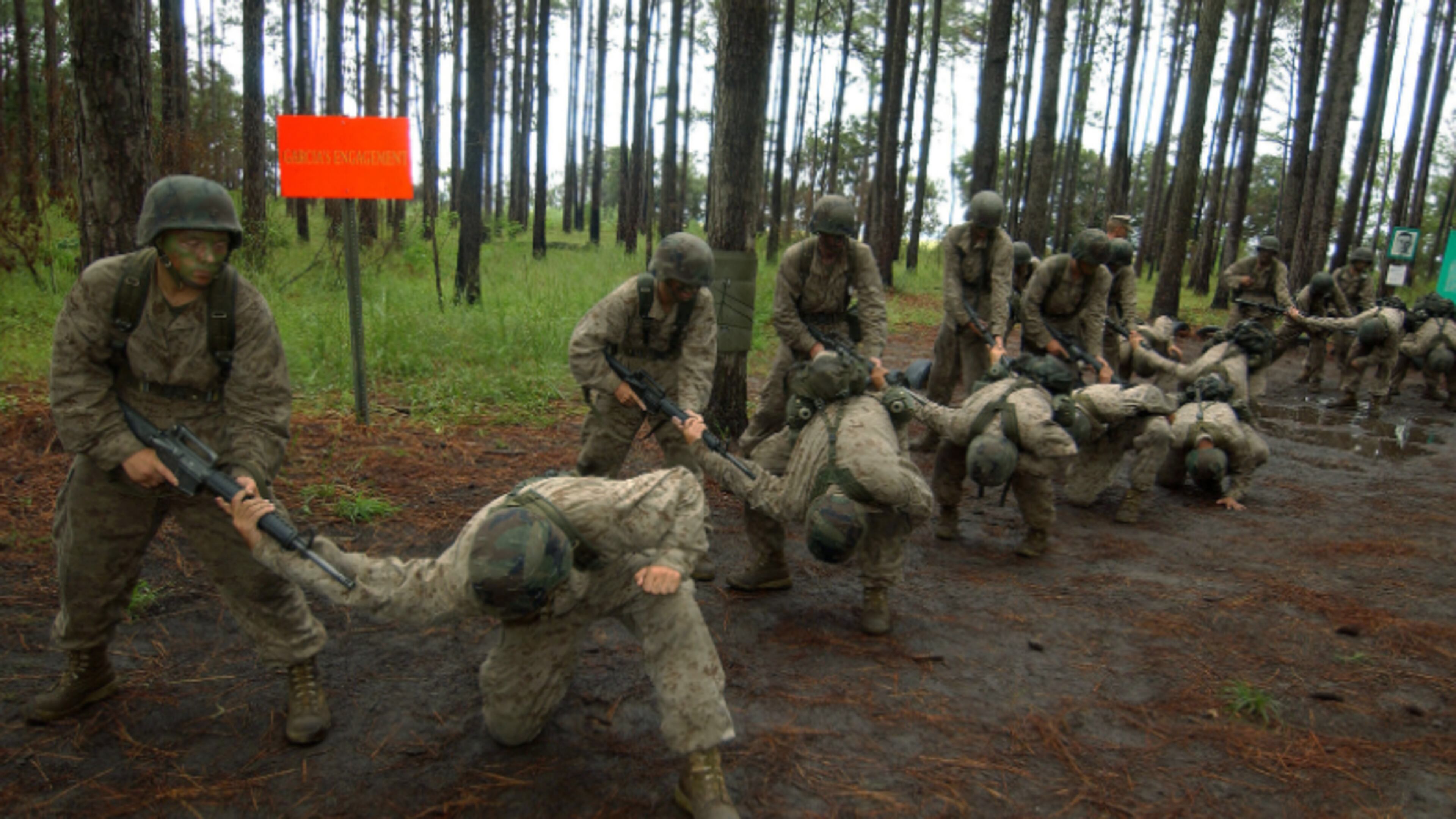 U.S. Marine Corps recruits participate in "The Crucible" training at Parris Island, South Carolina. (U.S. Marine Corps photo)