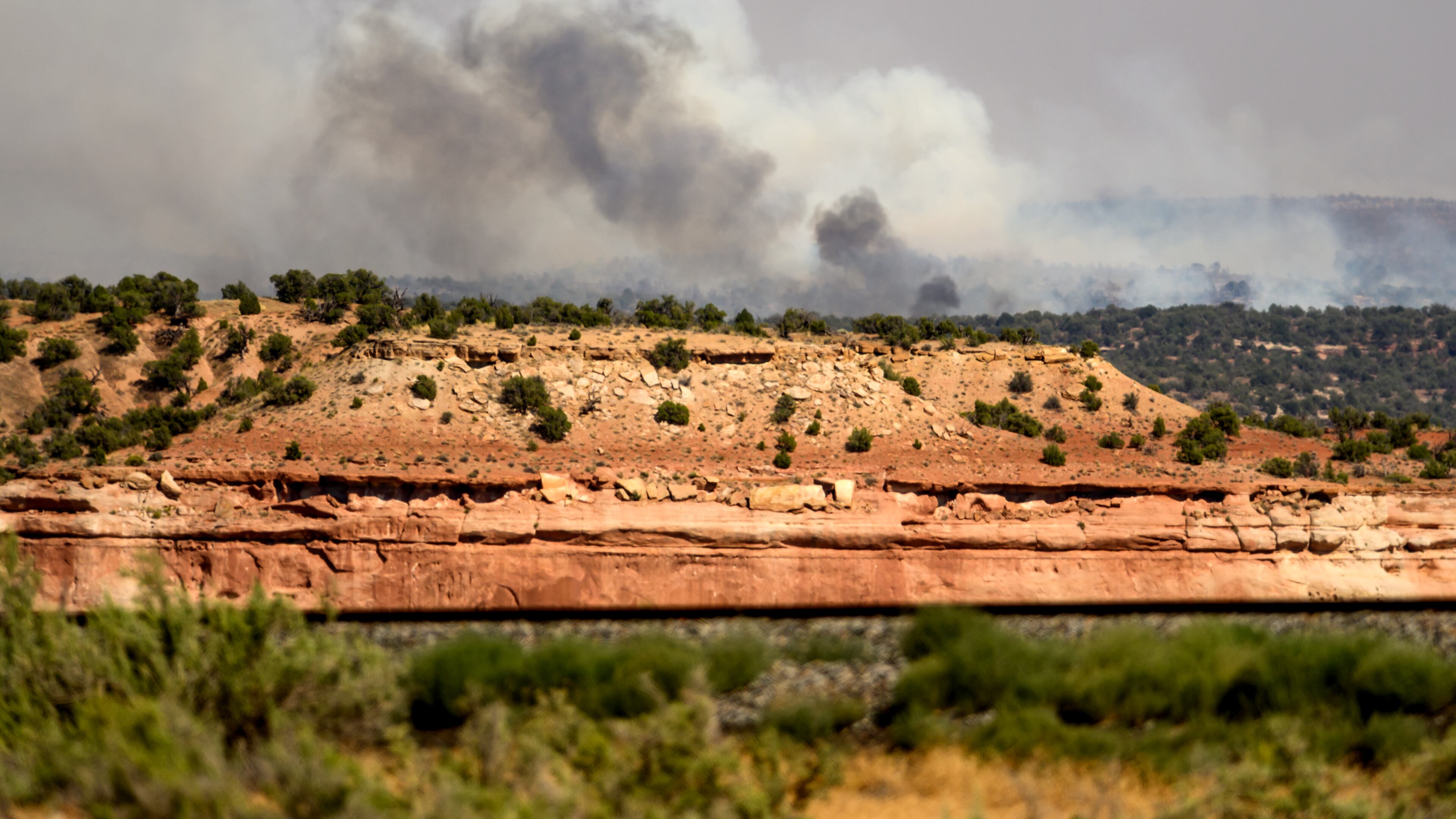 The Snyder Fire burns near Thompson Springs, Utah, on Sunday, June 28, 2026. (AP Photo/Noah Berger)