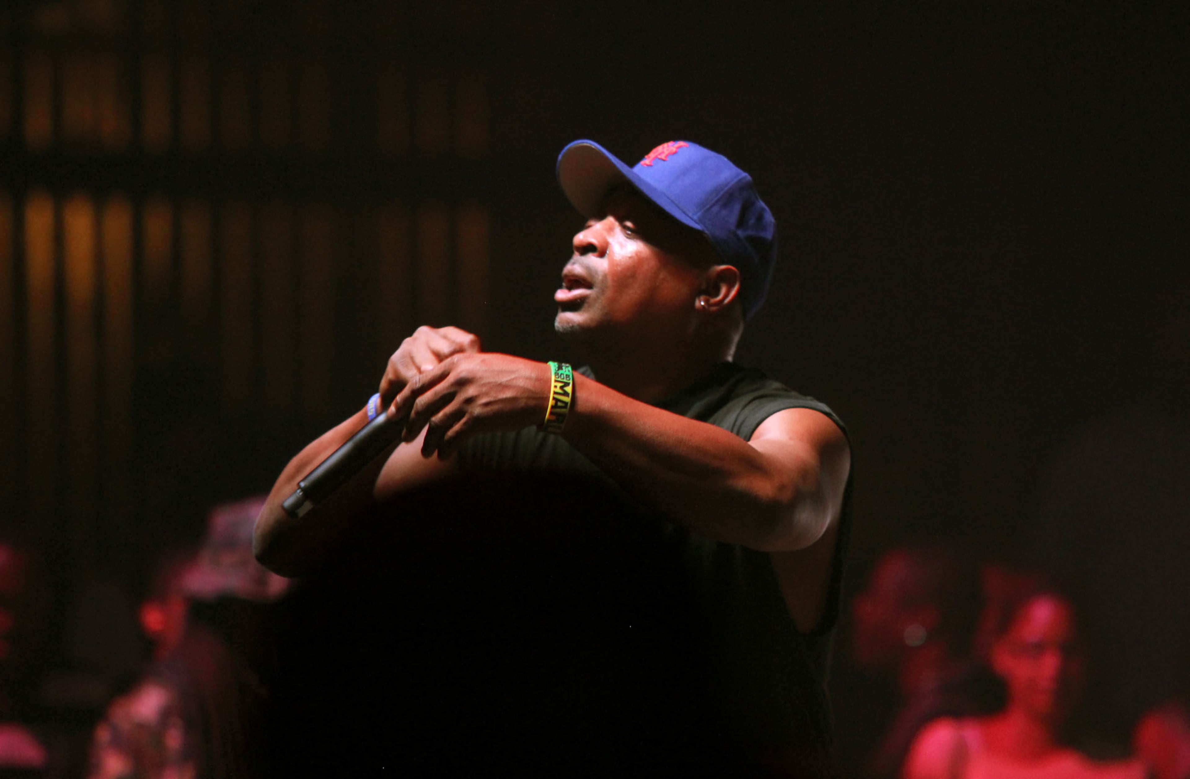 Chuck D leads Public Enemy during the Kings of the MIC Tour featuring pioneering hip-hop and rap legends De la Soul, Ice Cube and LL Cool J at the Fox Theatre in Atlanta Tuesday, June 4, 2013.