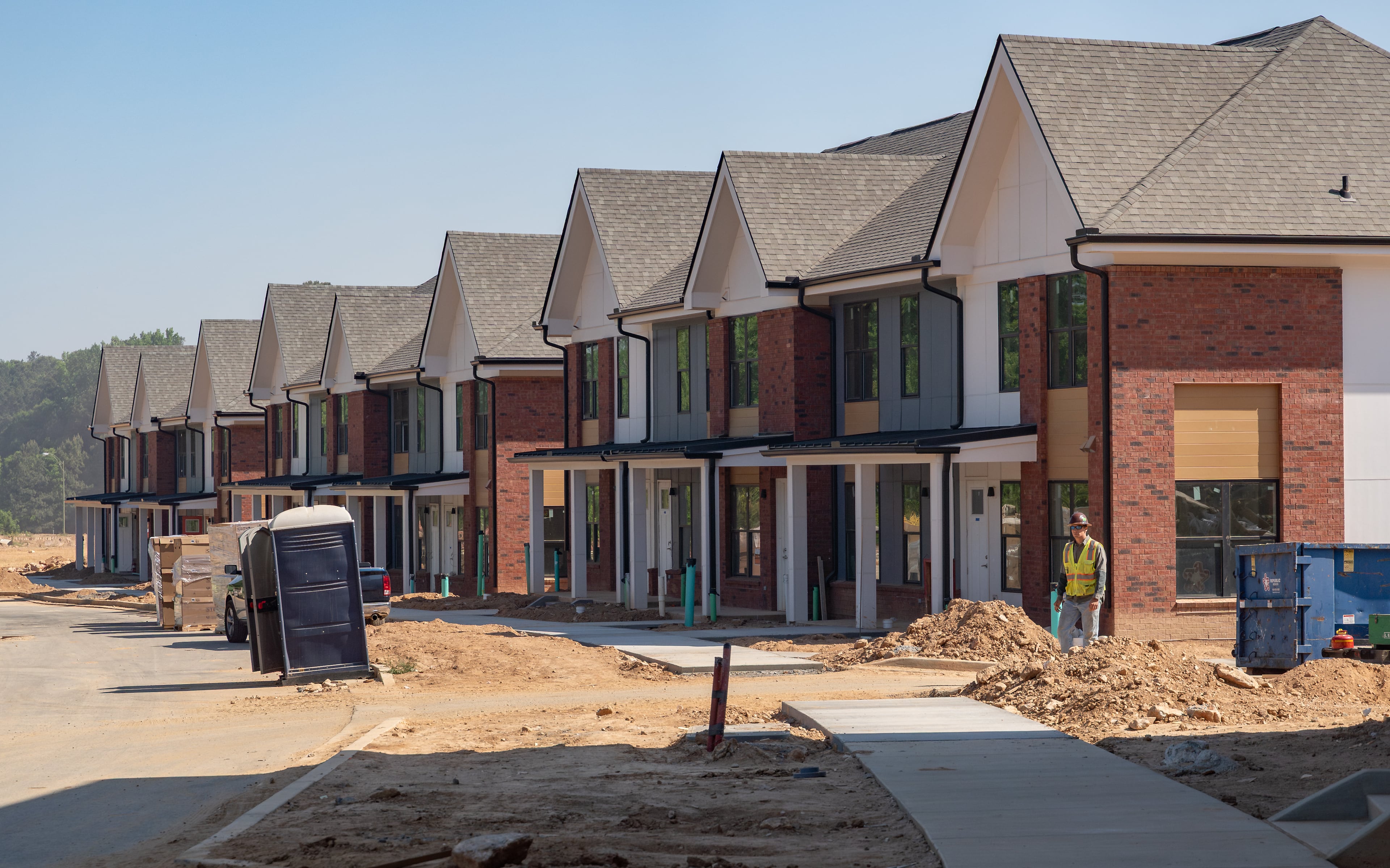 Ongoing construction of the redeveloped Bowen Homes public housing site on Yates Drive NW in Atlanta, Georgia, Wednesday, April 22, 2026. (Ben Hendren for the AJC)