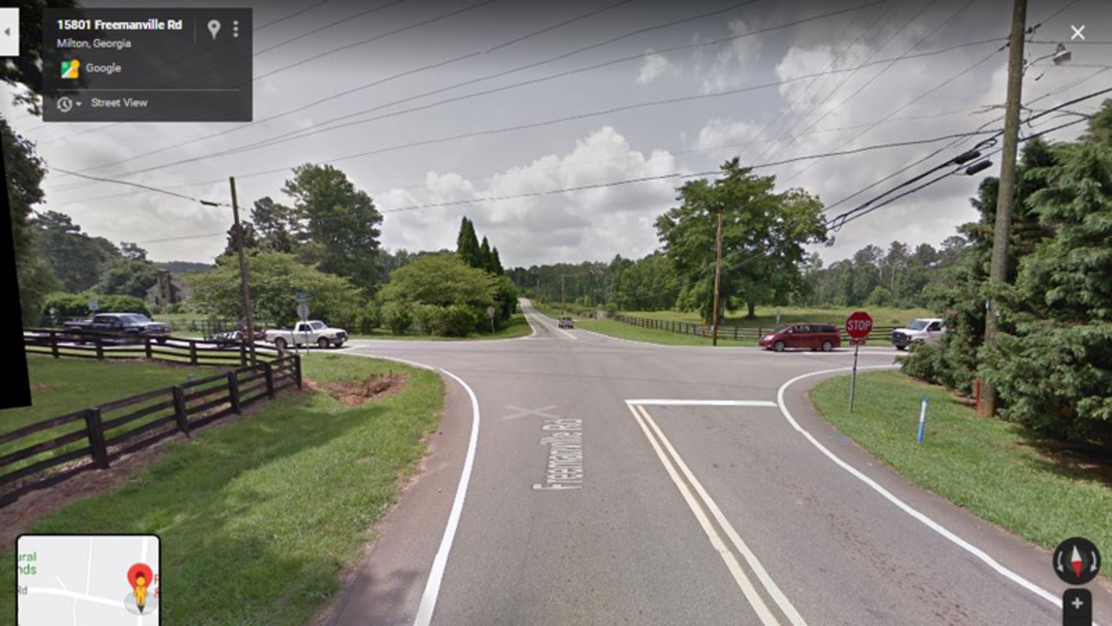 A roundabout is proposed for the intersection of Freemanville and Birmingham roads in Milton, and some residents are upset with its location. GOOGLE MAPS