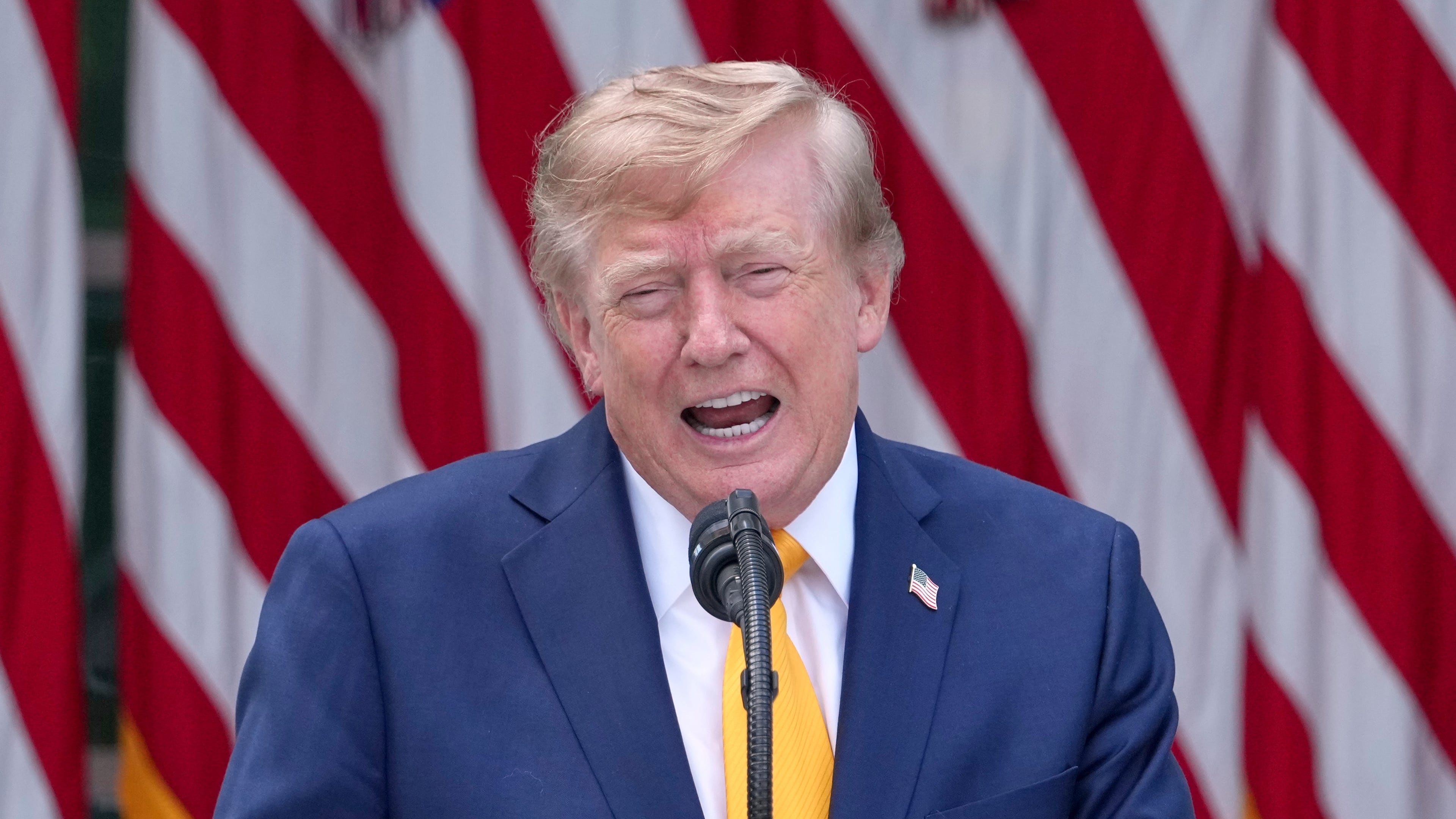 President Donald Trump speaks during a back to school event in the Rose Garden of the White House, Monday, Aug. 24, 2026, in Washington. (AP Photo/Alex Brandon)