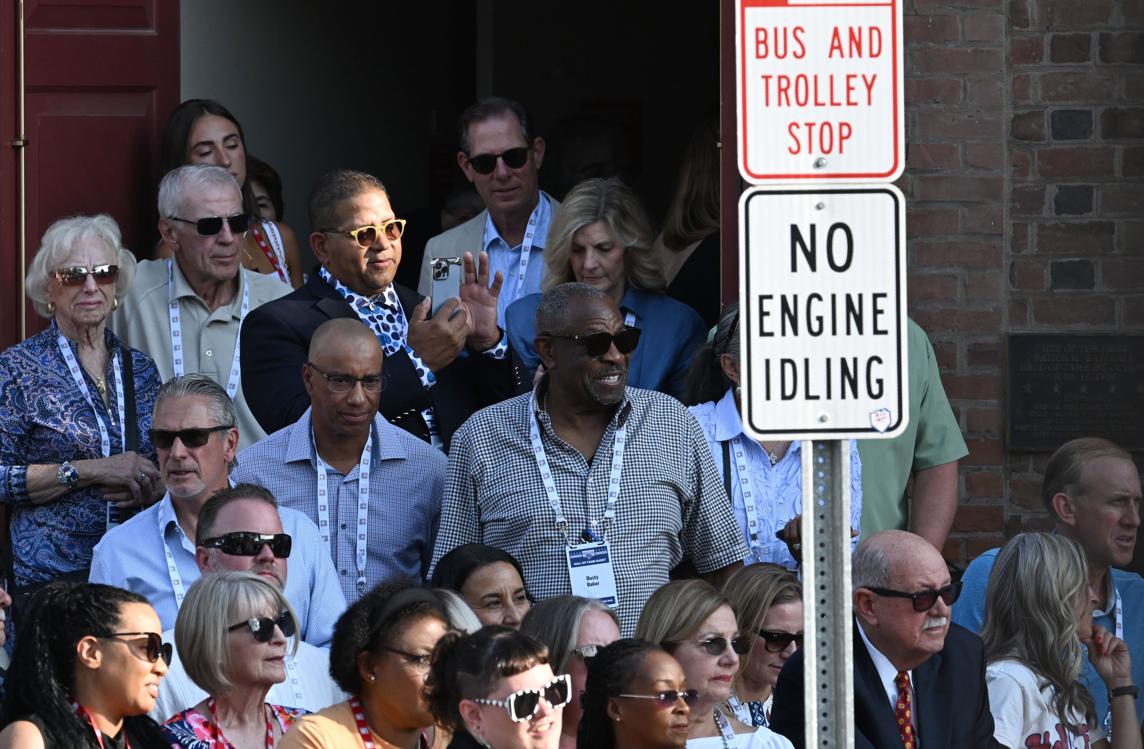 Former MLB manager Dusty Baker (center) is seen during the Hall of Fame Legends Parade on Saturday, July 25, 2026, in Cooperstown, N.Y. Former Brave Andruw Jones will be inducted into the National Baseball Hall of Fame on Sunday as part of the Class of 2026, alongside Carlos Beltrán and Jeff Kent. (Hyosub Shin/AJC)