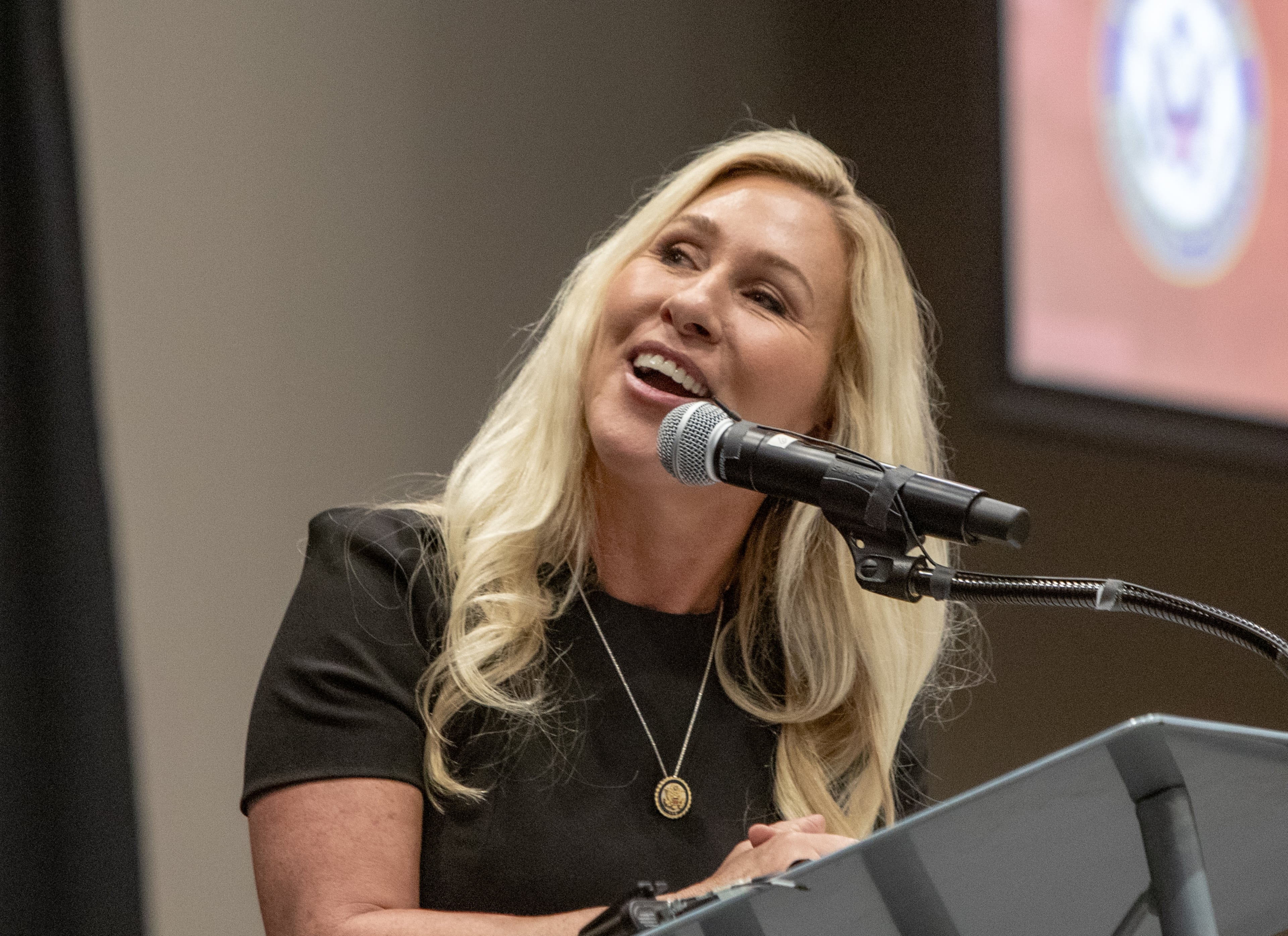 Marjorie Taylor Greene held a town hall at the Acworth Community Center on Tuesday. Two attendees were shocked with a Taser and at least six people were ejected from the event.