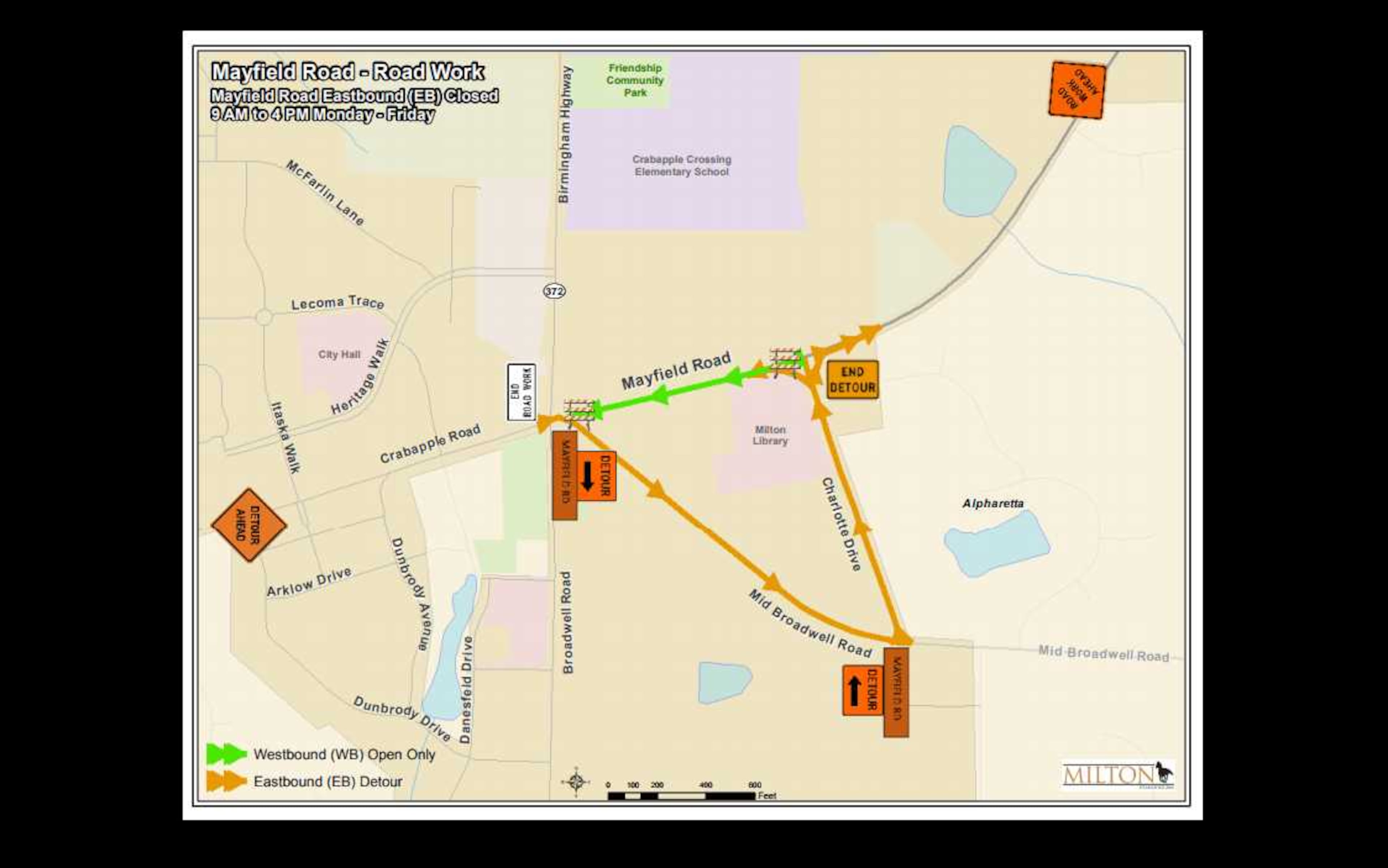 A sidewalk project in Milton will force a lane on a busy road to close. City leaders and GDOT have a detour planned. The project should be done by March 2018.