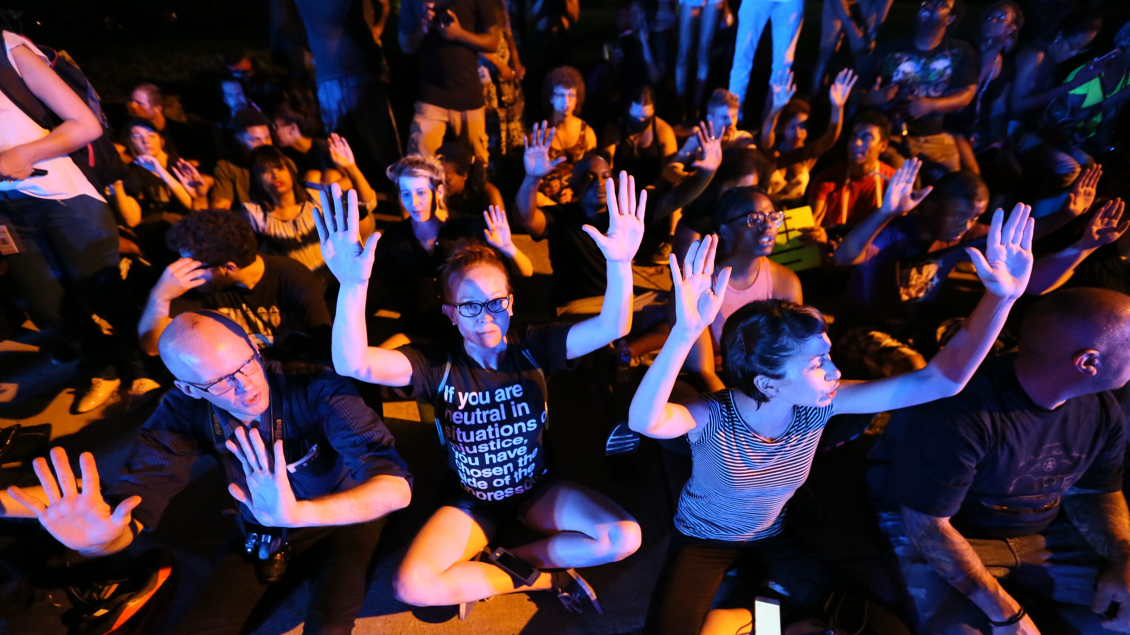 The scene from a Black Lives Matter protest in Atlanta on Monday. Miguel Martinez/MundoHispanico