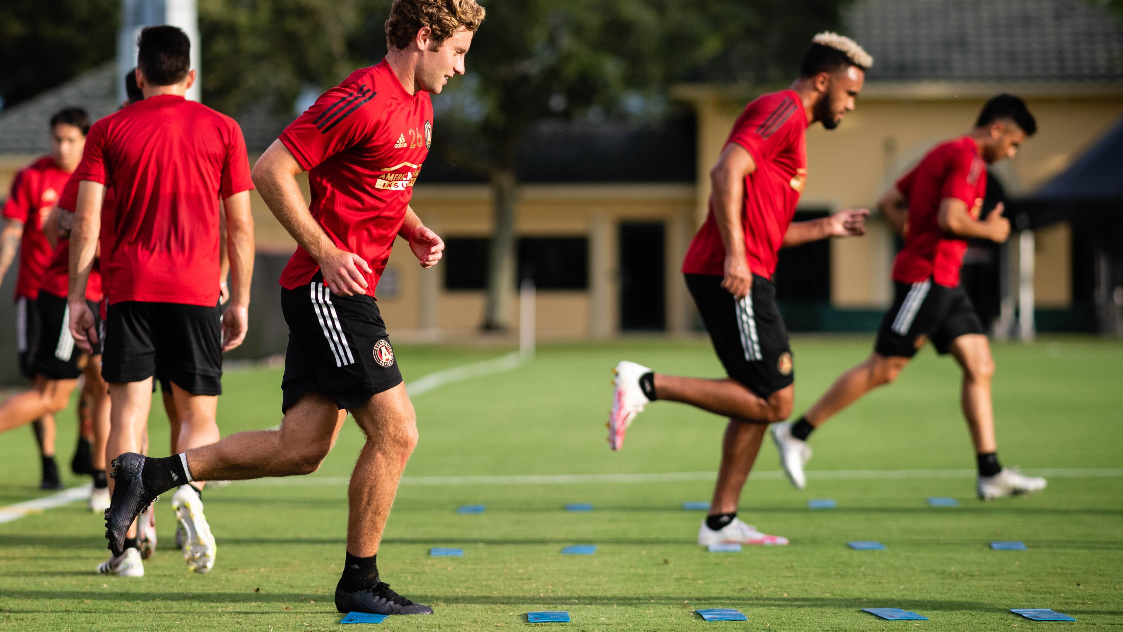 Atlanta United forward Jon Gallagher (26) runs as the team began training for the MLS is Back Tournament Sunday, July 5, 2020, at ESPN Wide World of Sports Complex in Lake Buena Vista, Fla. Atlanta United's season restarts July 11 after a three-month postponement during the coronavirus pandemic.