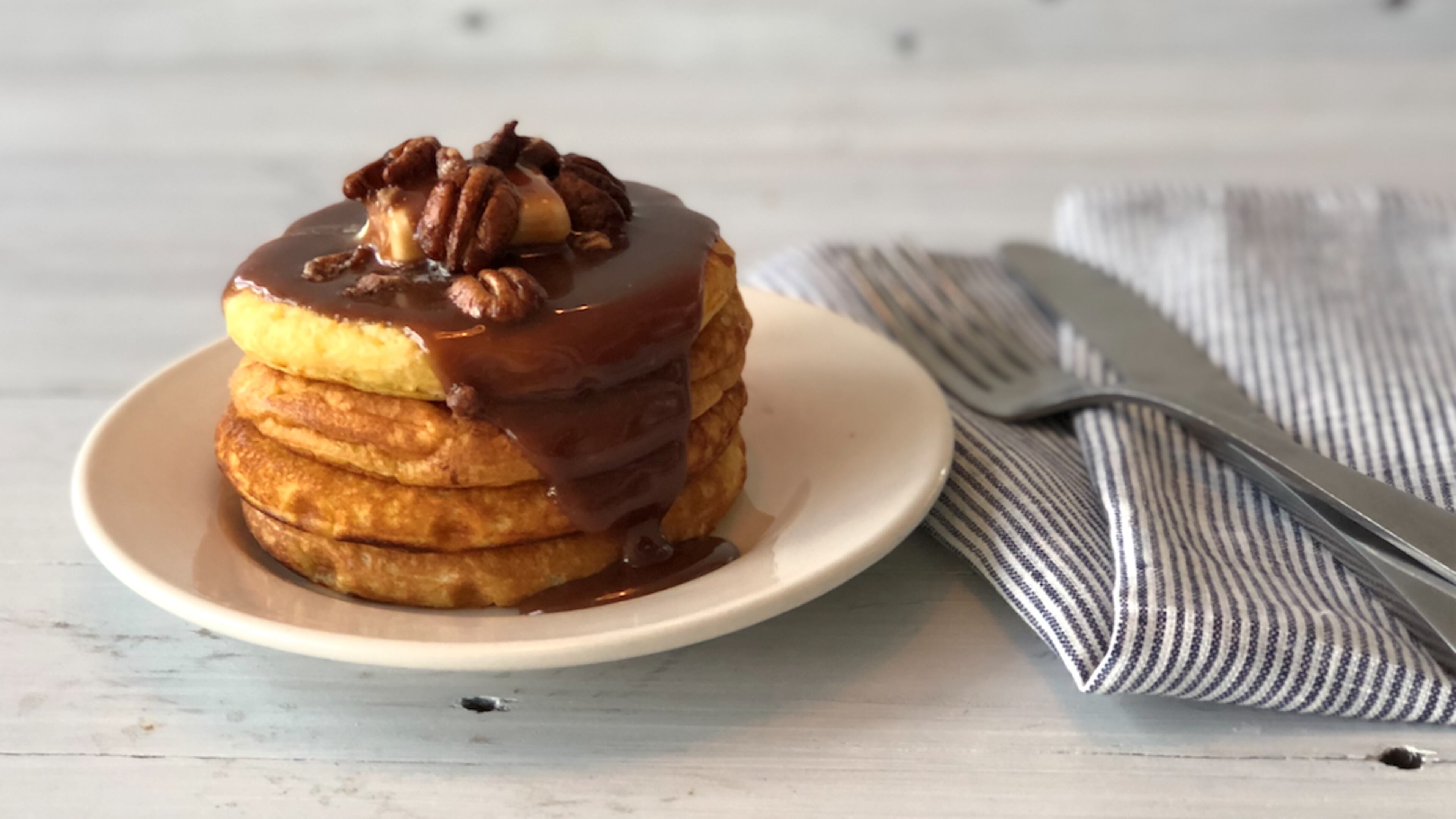 Pecan praline stack at Pancake Social