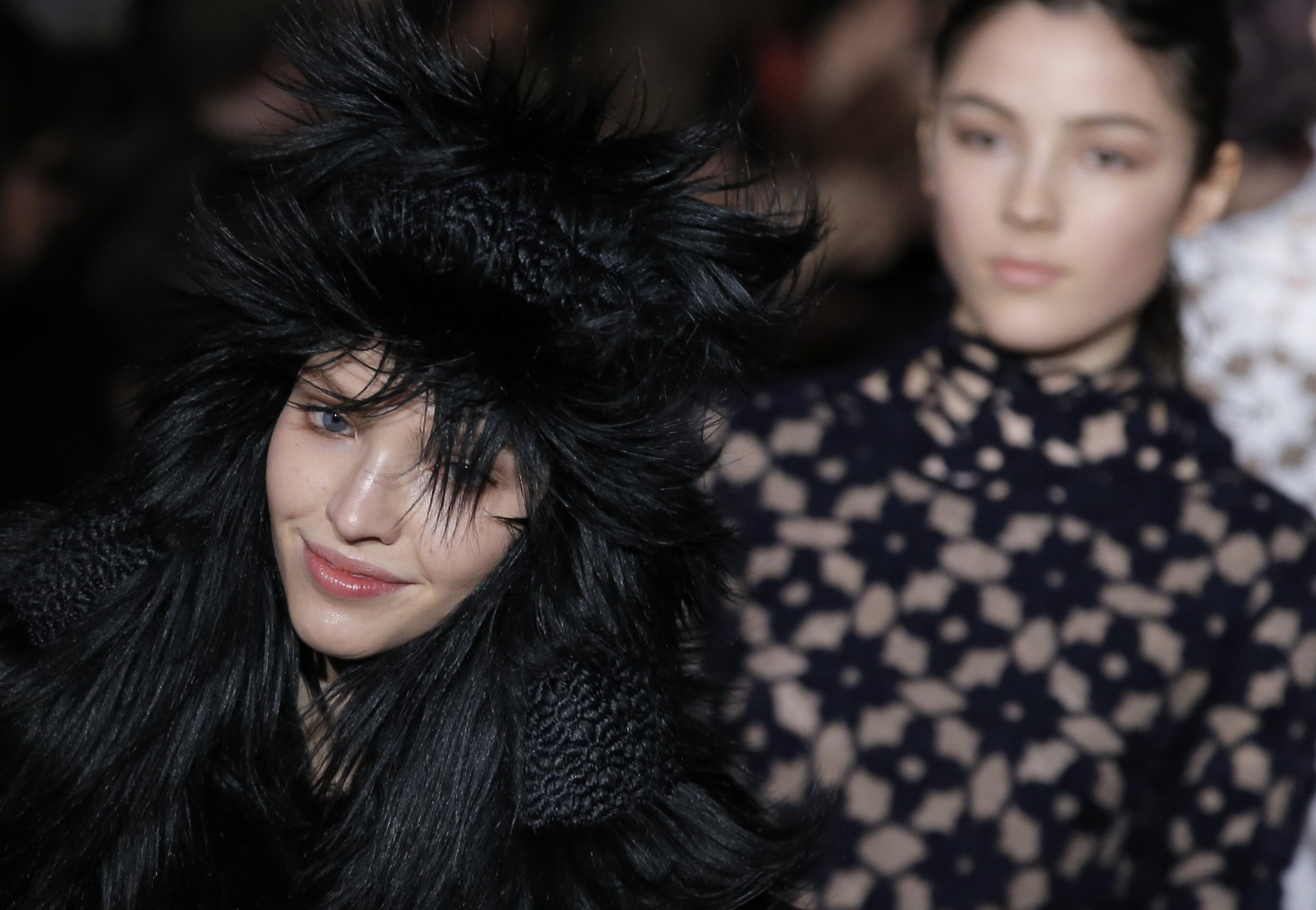 Models wear creation for Stella McCartney's ready to wear fall-winter 2015-2016 fashion collection presented during Paris fashion week, Paris, France, Monday, March 9, 2015. (AP Photo/Francois Mori)