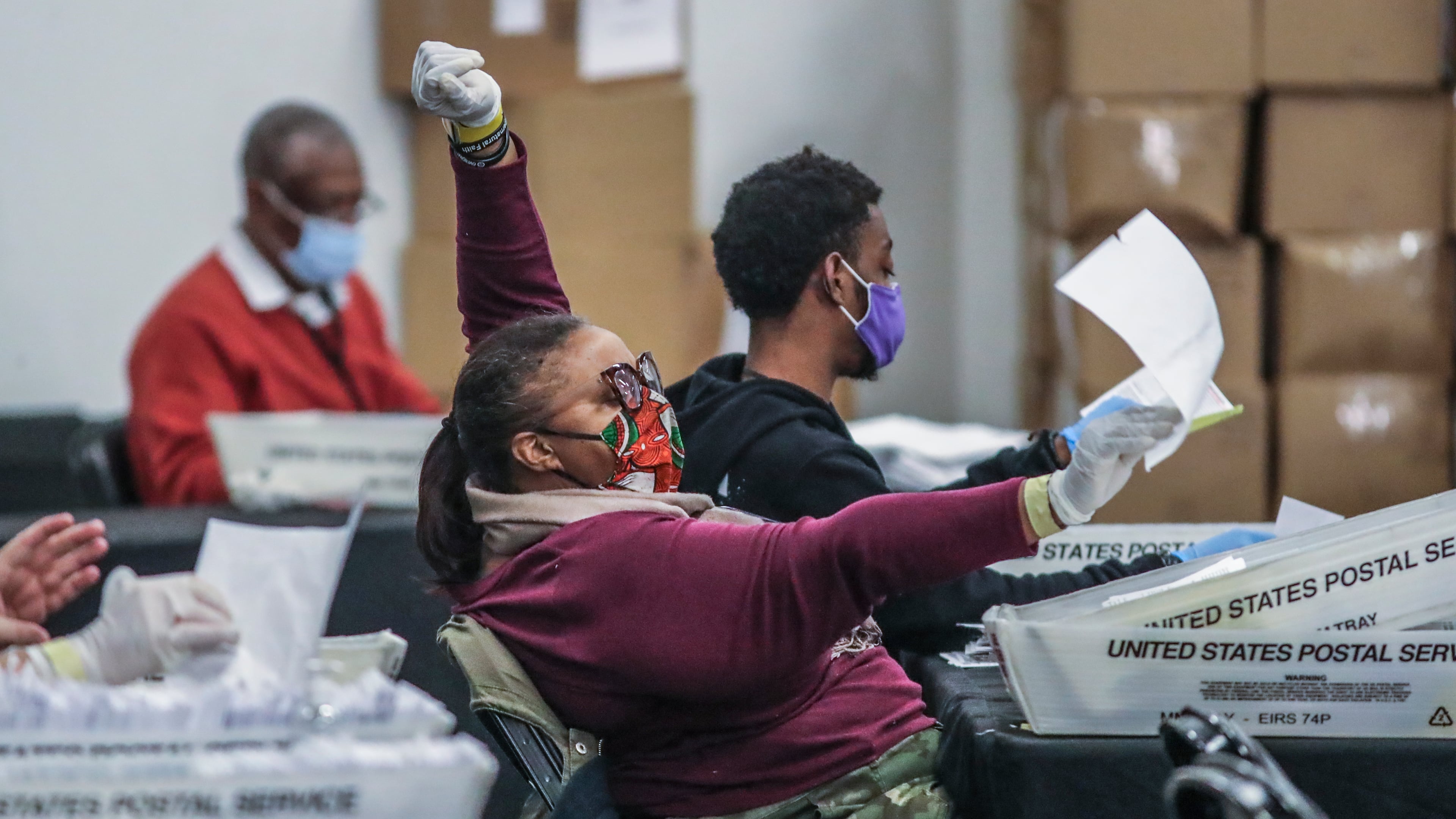 Fulton County election workers count ballots at State Farm Arena in 2020. (John Spink/AJC)