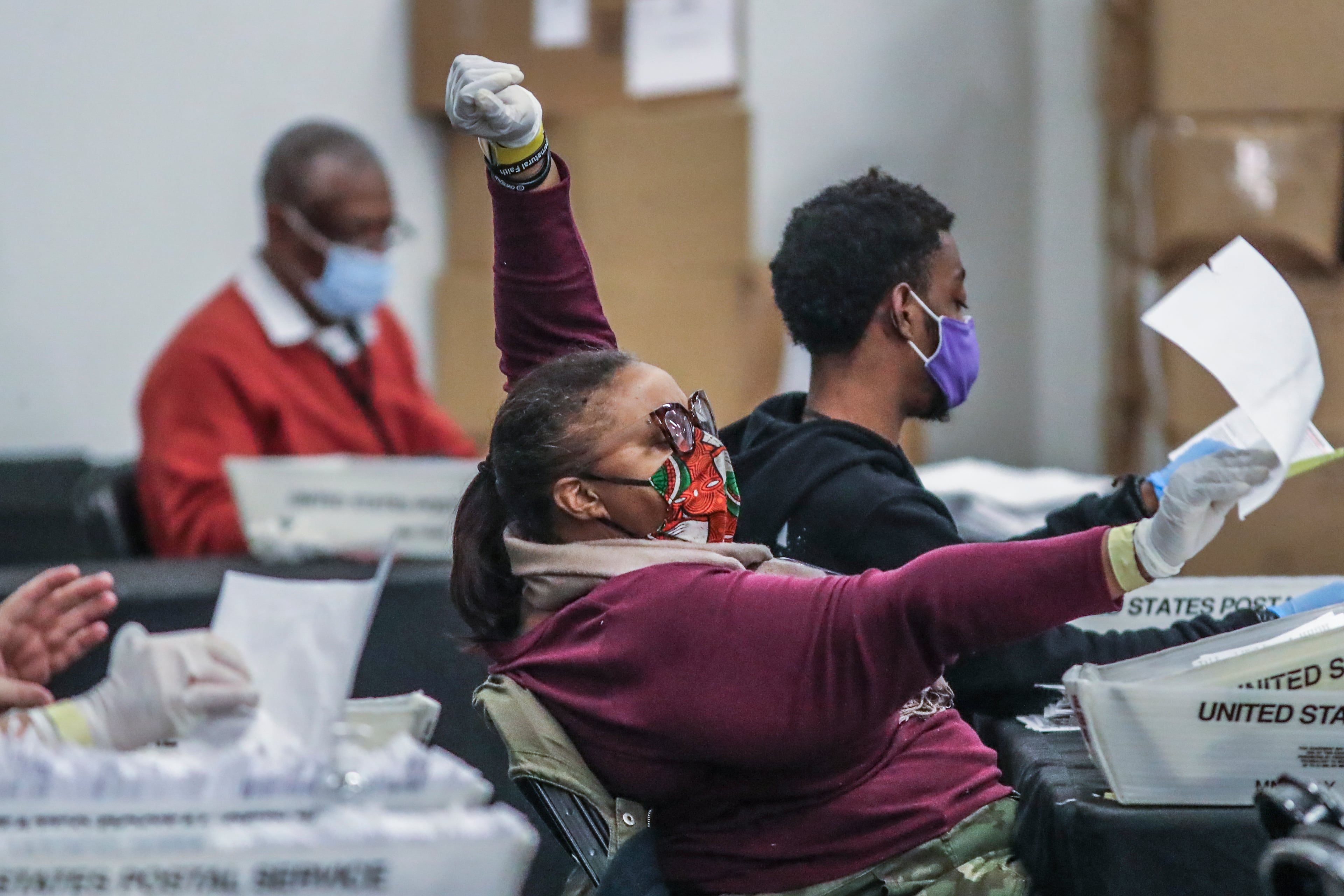 Fulton County election workers count ballots at State Farm Arena in 2020. (John Spink/AJC)